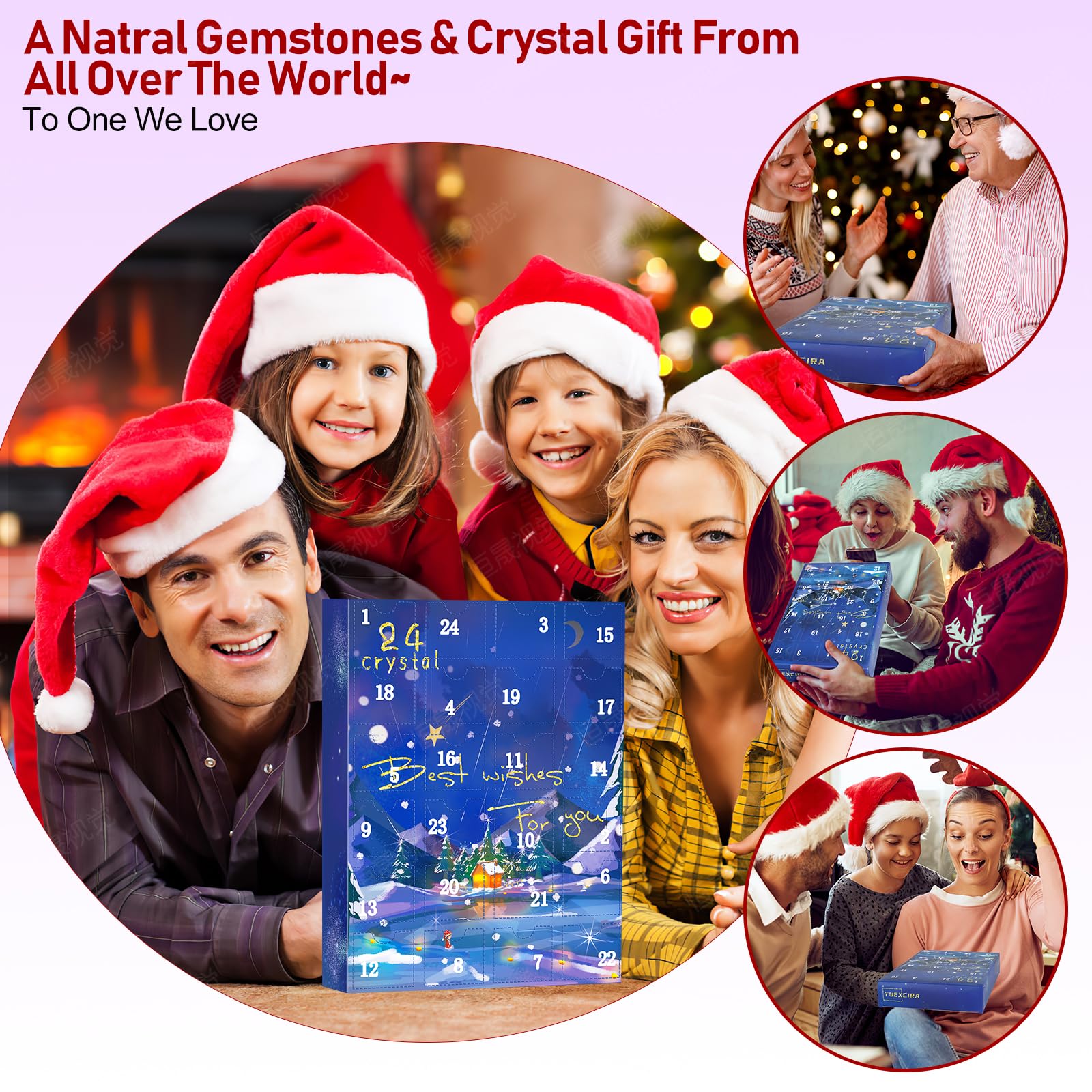 JELMOK Advent Calendar 2024, 24 Days Natural Healing Crystal Gemstones Minerals & Fossils Advent Calendar Crystals Christmas Calendar Enthusiasts Rocks Collection for Xmas Girls Boys Kids Men Women (Blue) - Medaid International