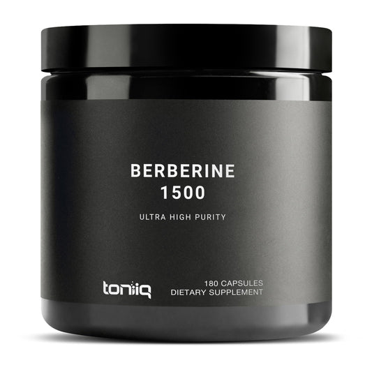 Toniiq Berberine HCl — 100:1 Concentrated Extract • 97% Berberine HCl • Third-Party Tested cGMP — Berberine Supplement — 180 Vegetarian Capsules, 1500 mg per Serving - Medaid International