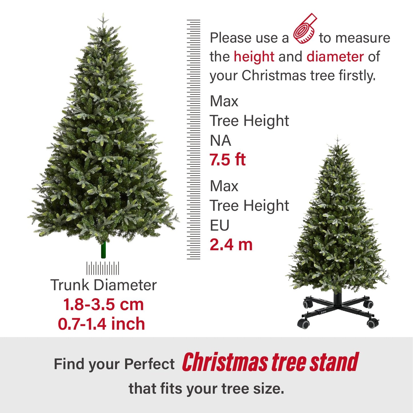 Tree Nest Christmas Tree Stand Base with Wheels Movable Christmas Fake Tree Holder for 6ft Artificial Tree Plant Taxi no Christmas Tree Collar or Tree Skirt Needed (Black) - Medaid International