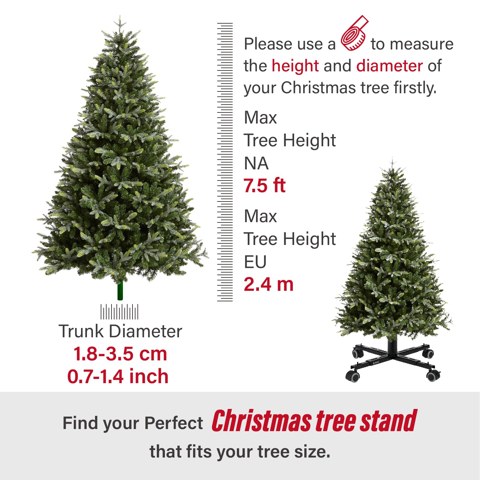 Tree Nest Christmas Tree Stand Base with Wheels Movable Christmas Fake Tree Holder for 6ft Artificial Tree Plant Taxi no Christmas Tree Collar or Tree Skirt Needed (Black) - Medaid International