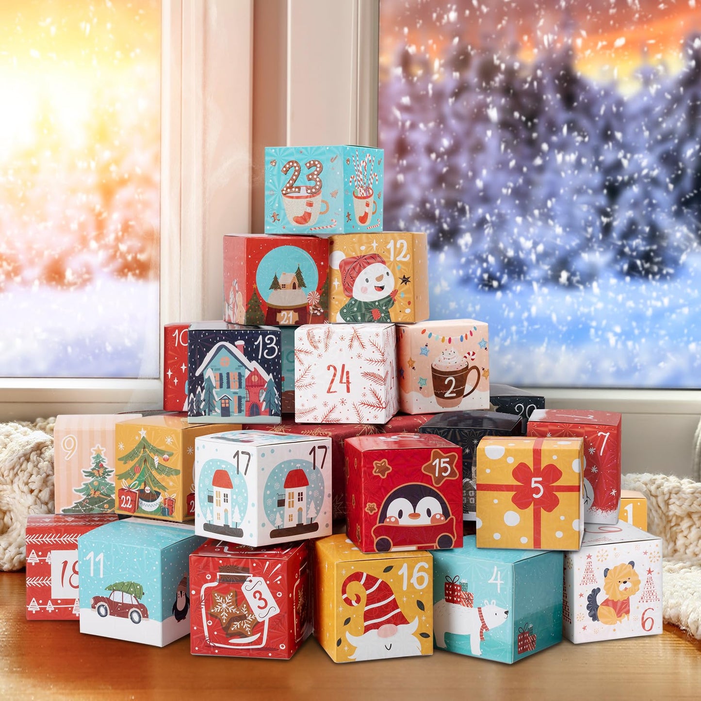 DIY Christmas Advent Calendar Boxes to Fill, 24 Empty Number Advent Calendar Boxes, 2025 Personalized Christmas Countdown Calendar Gift Boxes for Kids Family Friends, XMAS Holiday Decorations - Medaid International