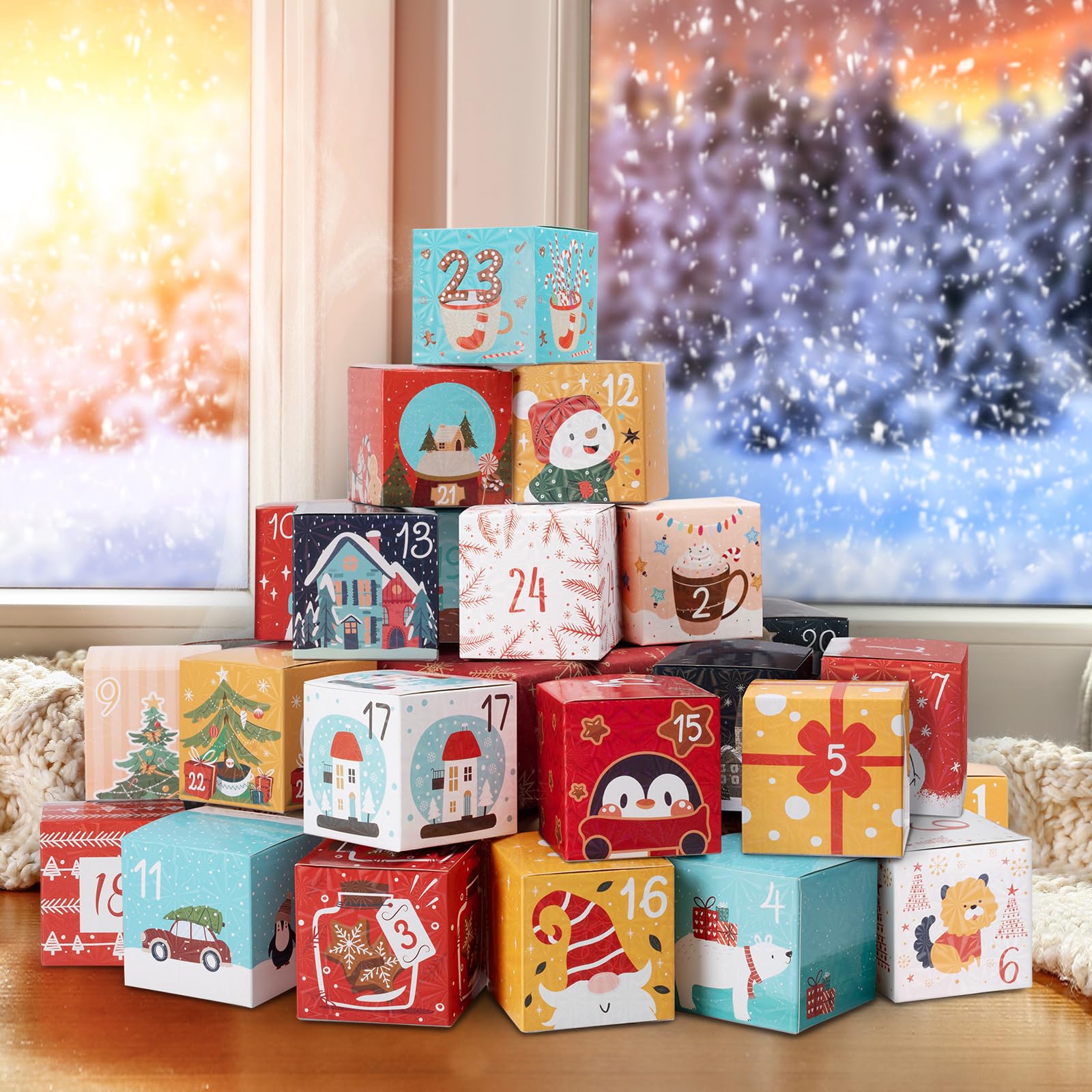 DIY Christmas Advent Calendar Boxes to Fill, 24 Empty Number Advent Calendar Boxes, 2025 Personalized Christmas Countdown Calendar Gift Boxes for Kids Family Friends, XMAS Holiday Decorations - Medaid International