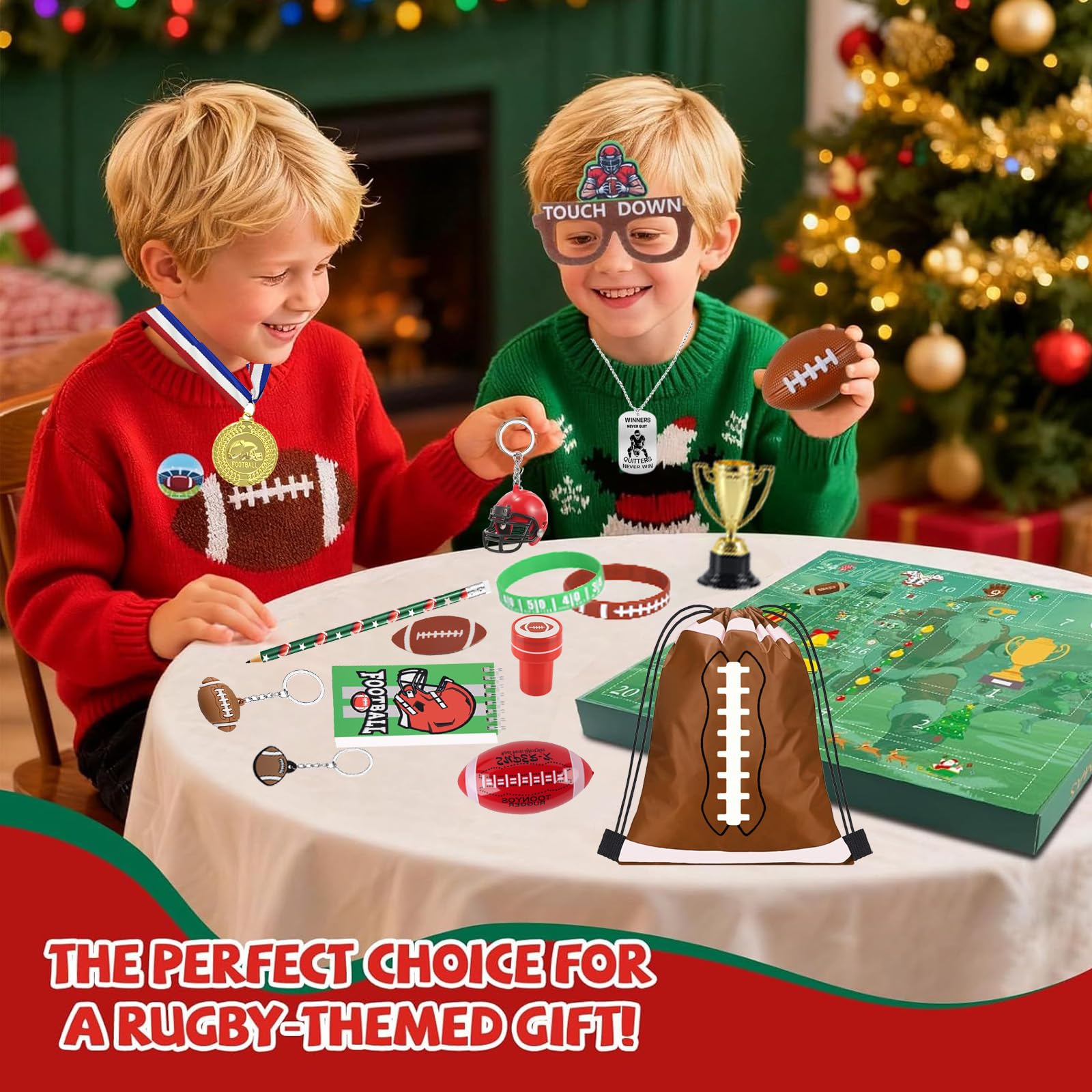 2025 Football Advent Calendar,24 Days of Christmas Countdown Rugby Advent Calendar Football Party Favor Set for Football Lover Teen Boys Girls Xmas Gifts - Medaid International