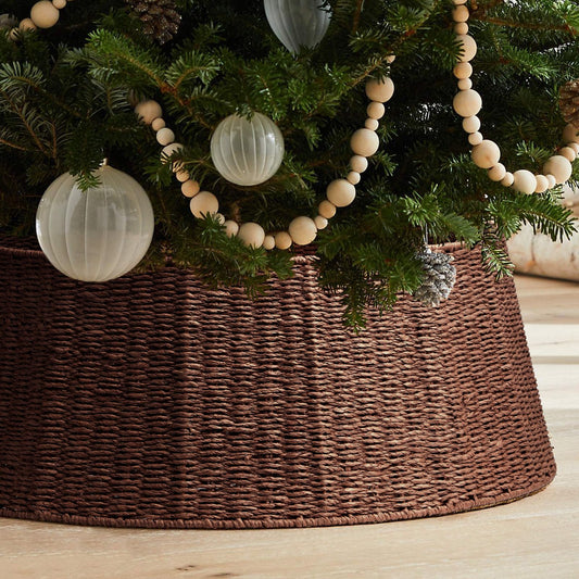 Hommtina Christmas Tree Collar- 26",Christmas Tree Base Christmas Tree Basket Collar for Home, Living Room,for Covering Tree Stand (Brown, 26 in) - Medaid International