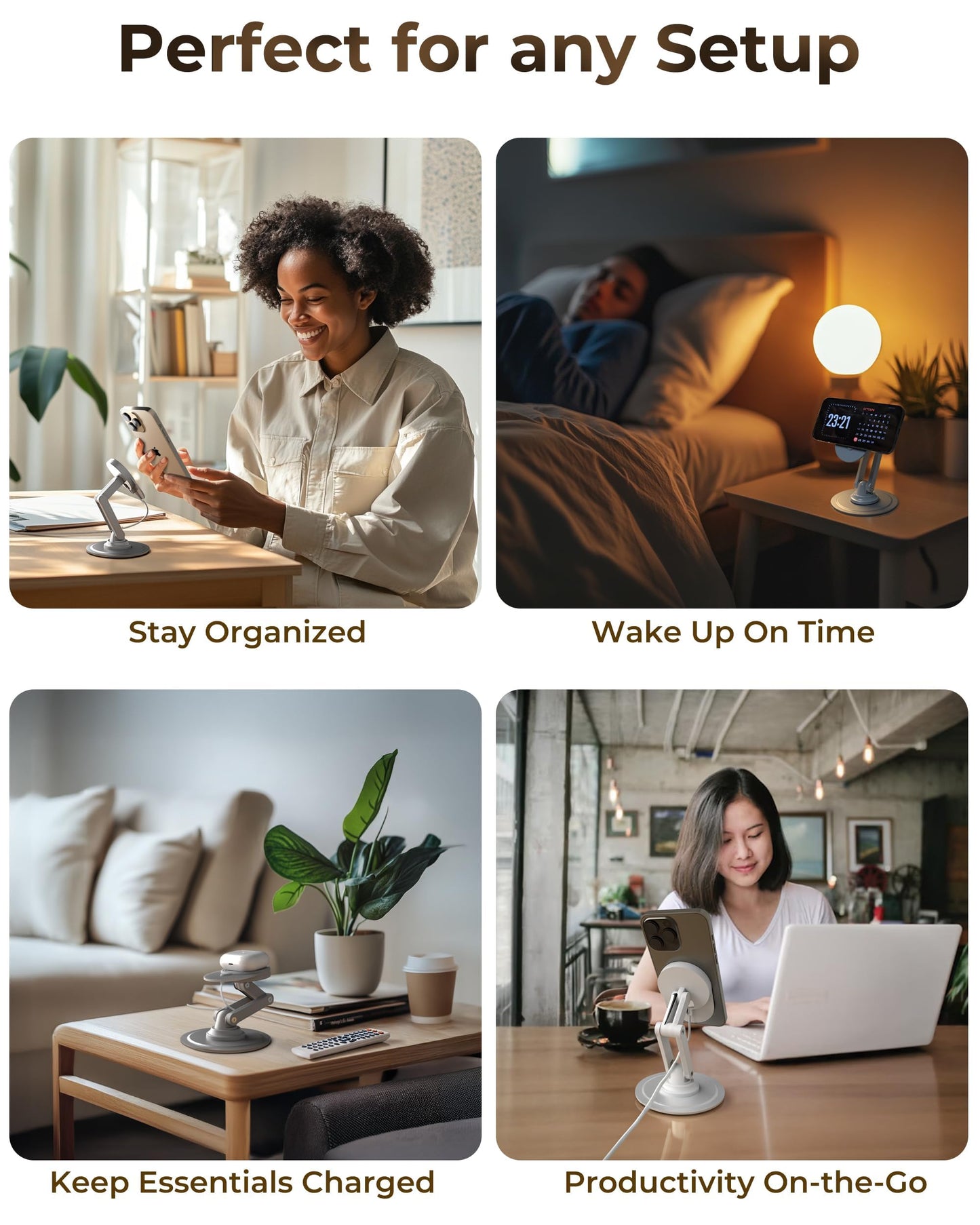 COOPER 360 MagBase, Stand for Apple MagSafe Charger (Not Included) MagSafe Charger Stand for iPhone 17 Pro Max, iPhone 16, 15,14,13,12, AirPods Charging, Standby Mode, 360° Rotation (Space Grey) - Medaid International