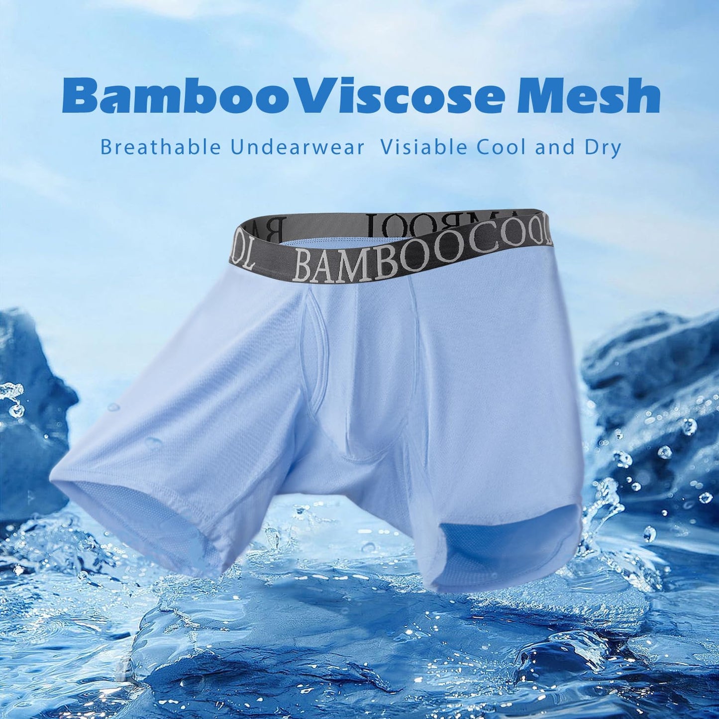 BAMBOO COOL Men's 360° Breathable Mesh Underwear Moisture-Wicking Boxer Briefs Cooling Performance,Multipack - Medaid International
