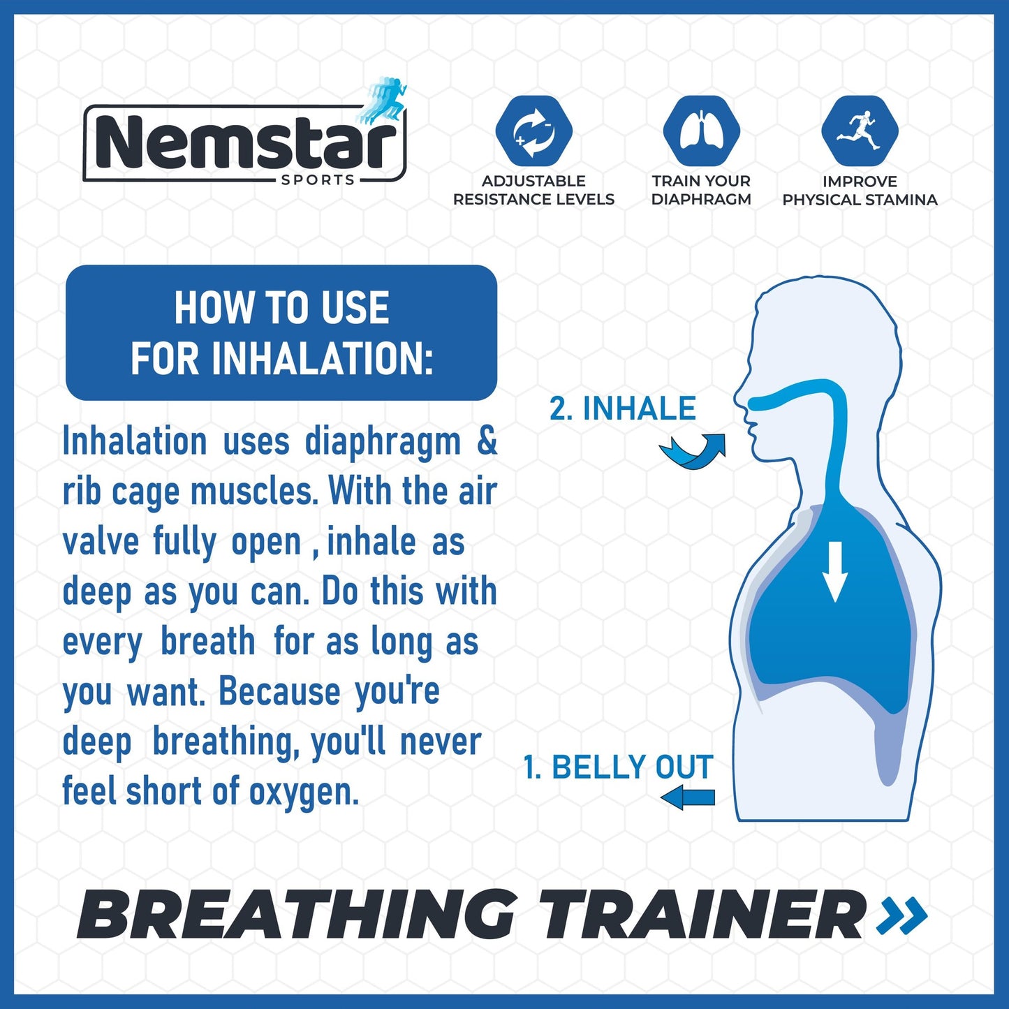 Compact Breathing Exercise Device for Lungs Made in USA Respiratory Lung Exerciser Device with Adjustable Valve - Diaphragm & Core Trainer Device for Athletes o2 Portable Breathing Trainer - Medaid International