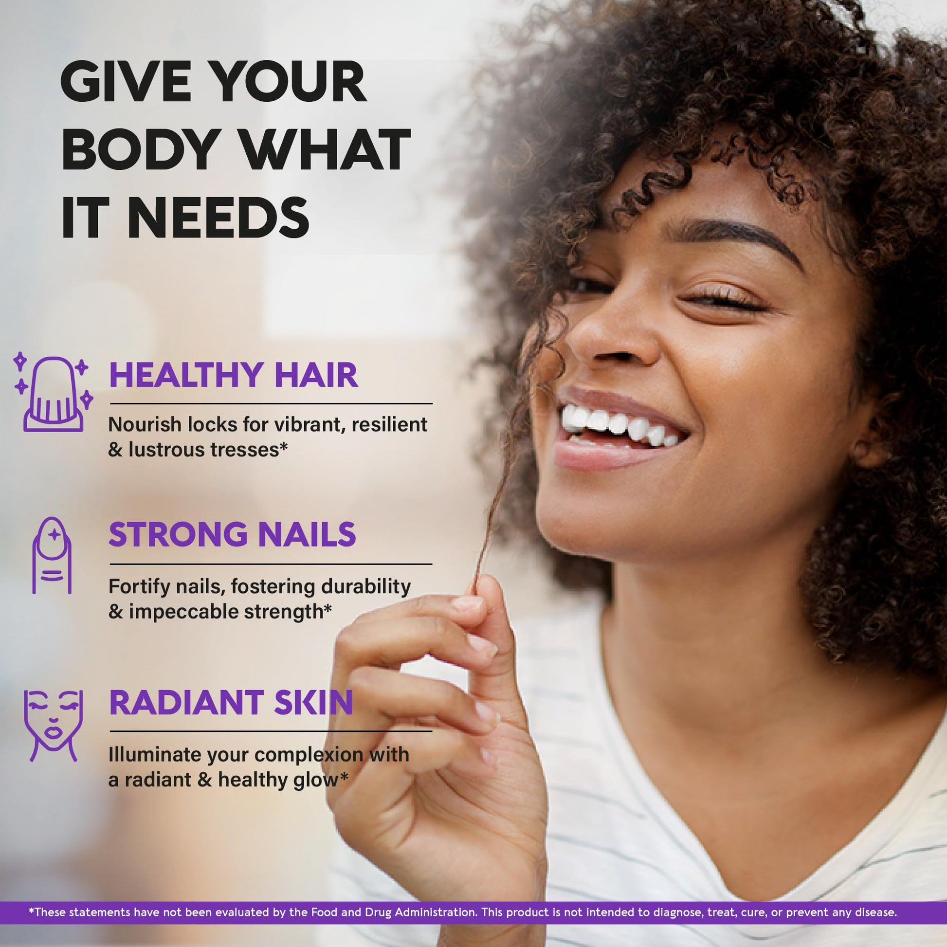 Biotin | Collagen | Hyaluronic Acid | Keratin - Clinically Tested Supplement - Hair Growth Support, Skin & Nails - 25000 mcg Vitamins B2, B3, B6 & B7 + B1 - Made in USA - Women & Men | 60 Capsules - Medaid International