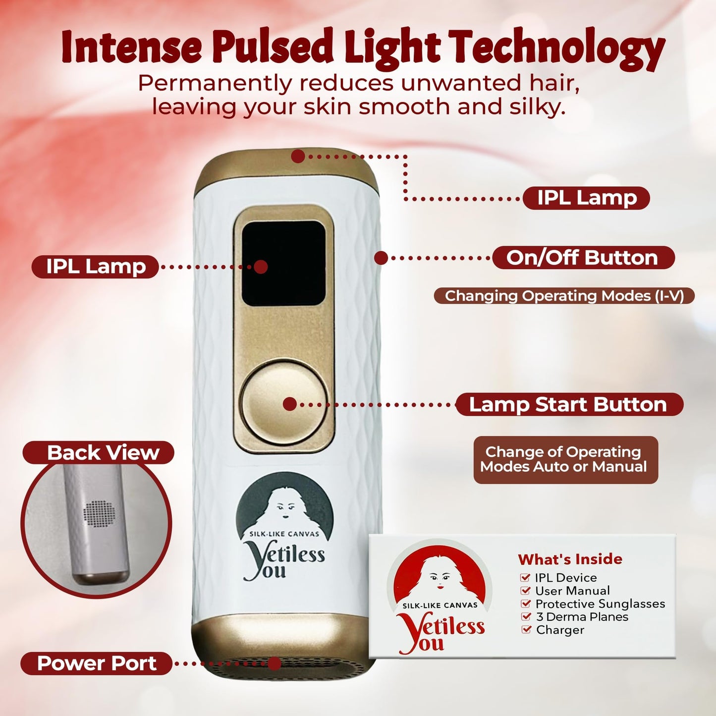 IPL Hair Removal Device, Laser Remover for Women & Men, at-Home Cooling Epilator with Quartz Tube, Hair Removal Machine for Yetiful Skin, Maquina Depilar (White) - Medaid International