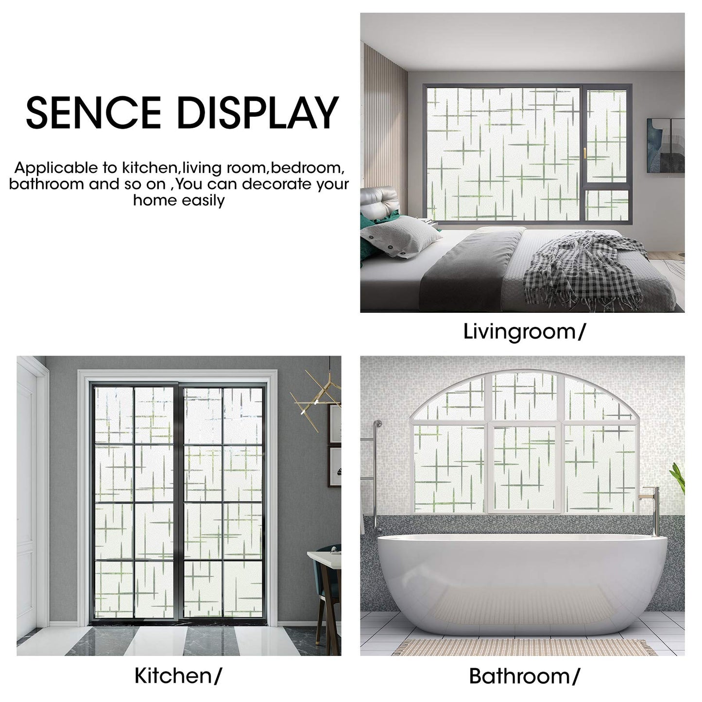 Arthome Frosted Window Film,35.4x100 inch Non-Adhesive, Privacy Film for Glass Windows, Self Static Cling Decorative Window Cling Anti-UV Window Sticker for Home Office - Medaid International