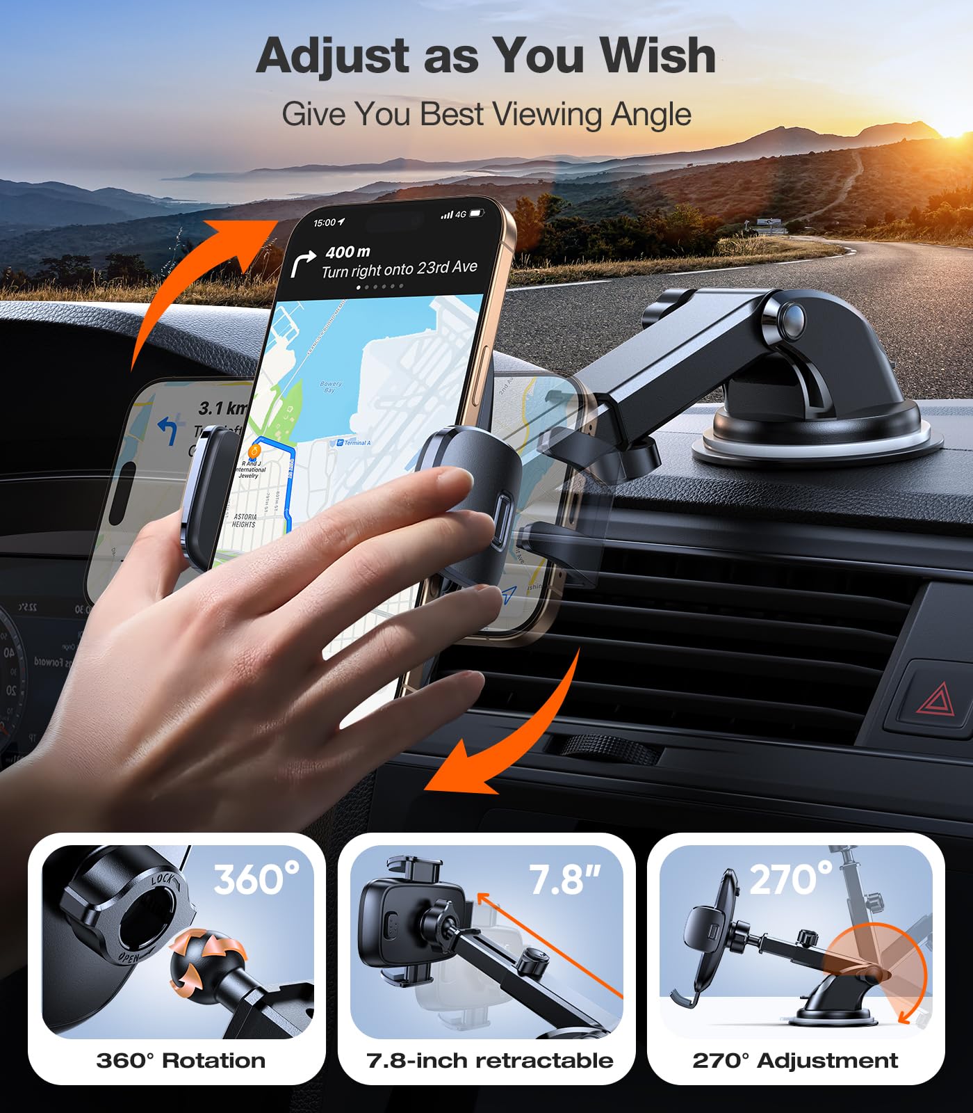 TORRAS Military-Grade Phone Holders for Your Car【96+LBS Strongest Suction】 Car Phone Holder Mount, Ultra-Durable Cell Phone Car Mount for Dashboard Windshield Vent for iPhone 17 16 15 14 13 Pro Max - Medaid International