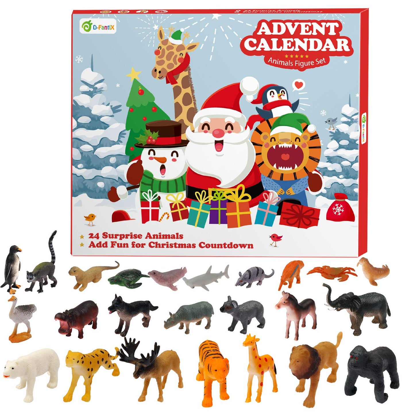D-FantiX Kids Animals Advent Calendar 2025 Realistic Animal Figurine Toys Christmas Advent Calendar Xmas 24 Days Christmas Countdown Calender for Boys and Girls - Medaid International