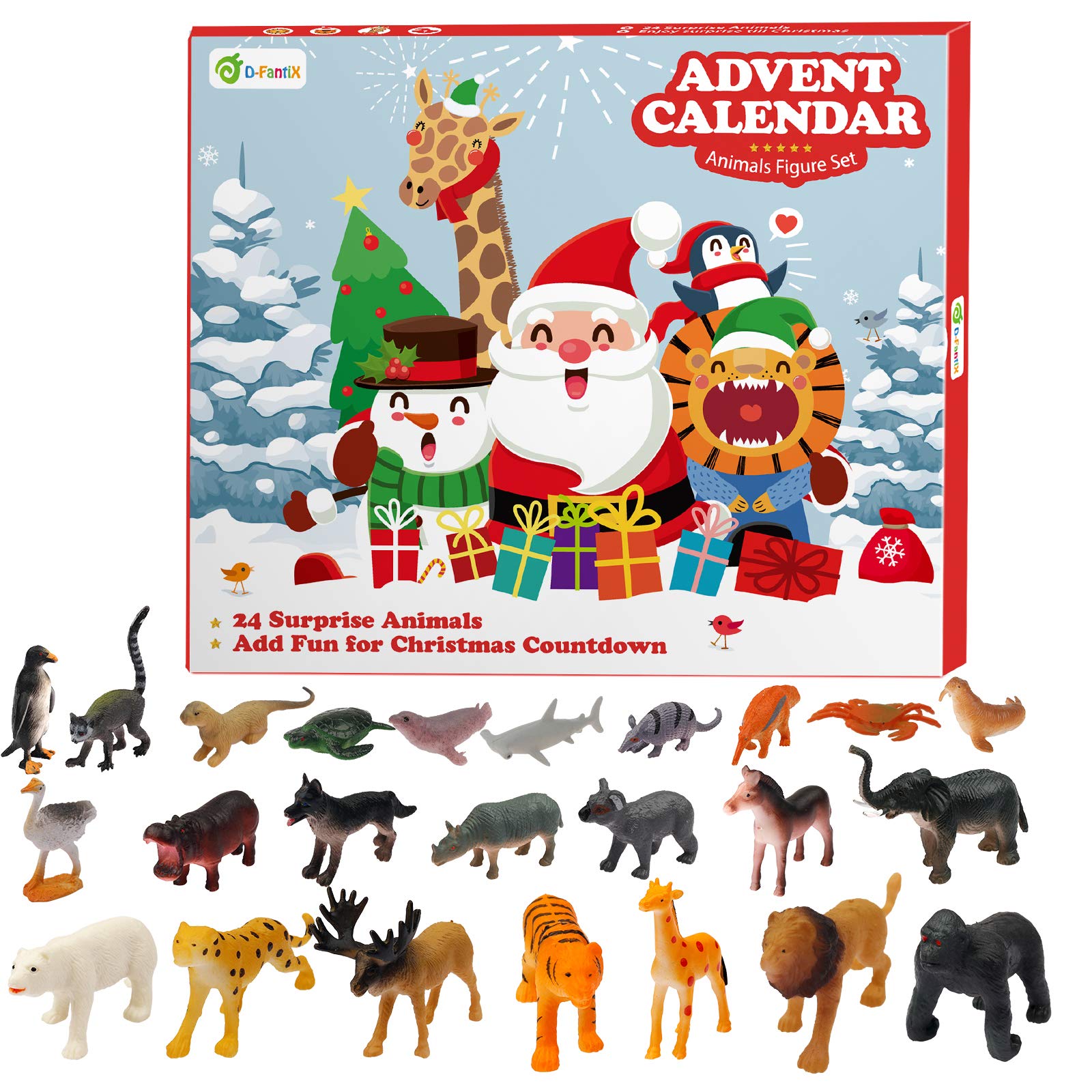 D-FantiX Kids Animals Advent Calendar 2025 Realistic Animal Figurine Toys Christmas Advent Calendar Xmas 24 Days Christmas Countdown Calender for Boys and Girls - Medaid International