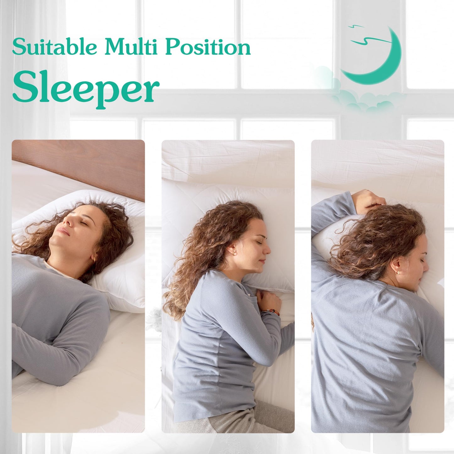 Three Geese White Goose Feather Pillows Queen/Standard Size Set of 1- Soft 600 Thread Count 100% Cotton, Medium Firm,Soft Support, White Solid - Medaid International