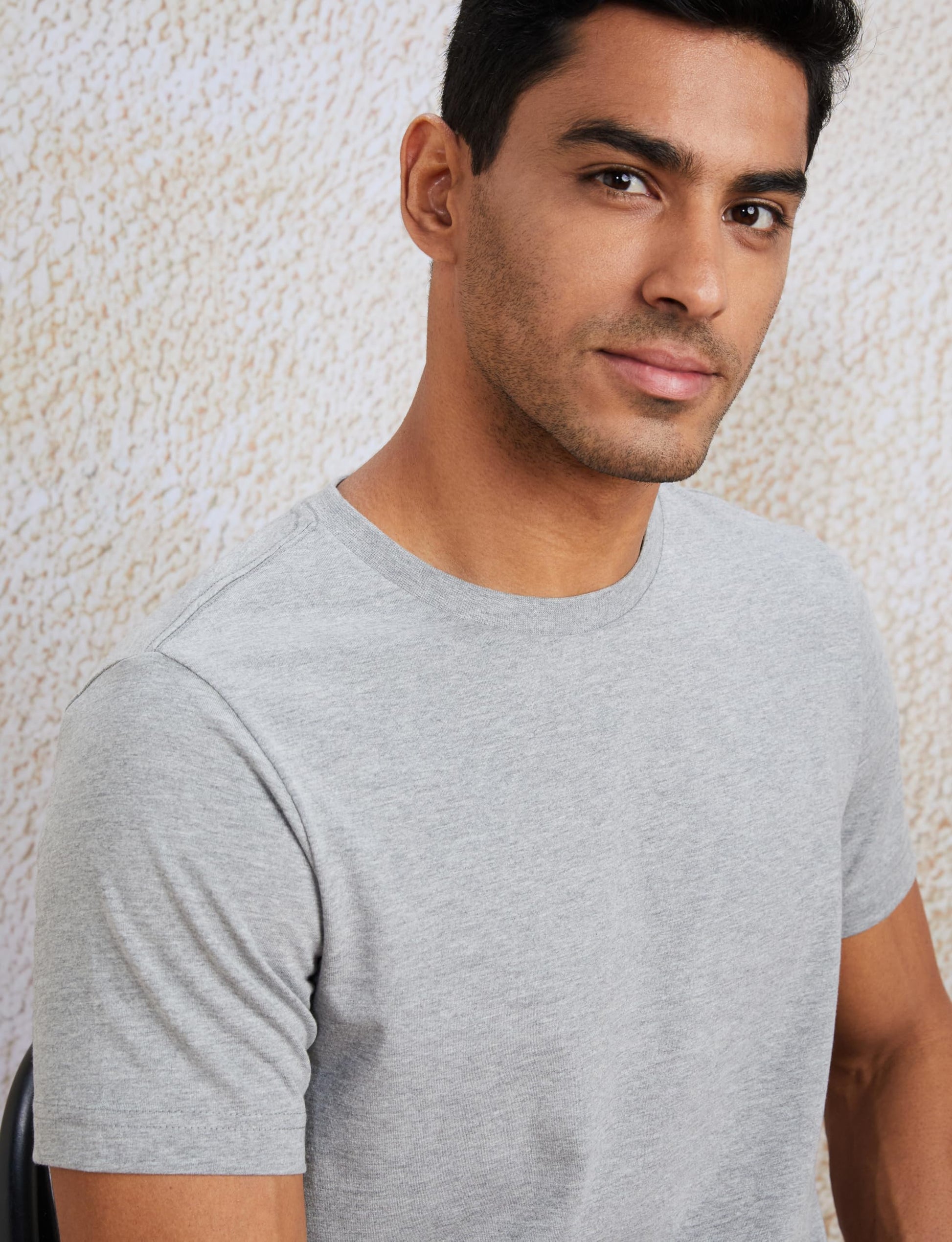 Amazon Brand - Symbol Men's, White, Grey Melange, Black, Large - Medaid International