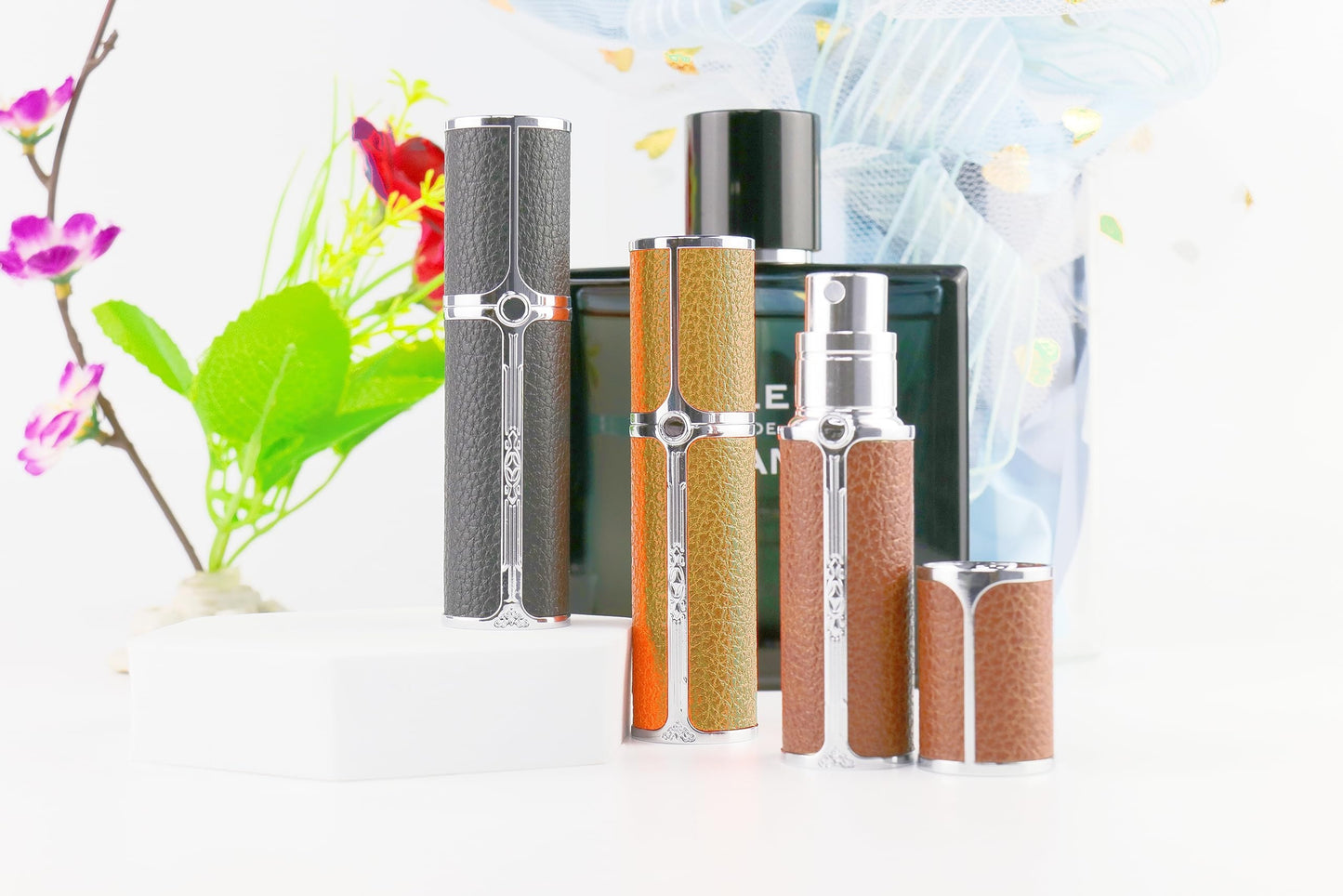 Perfume Atomizer Bottle Portable Mini Refillable Atomizer Travel Size Spray Bottles Accessories 5ml/0.2oz F906-1 (orange) - Medaid International