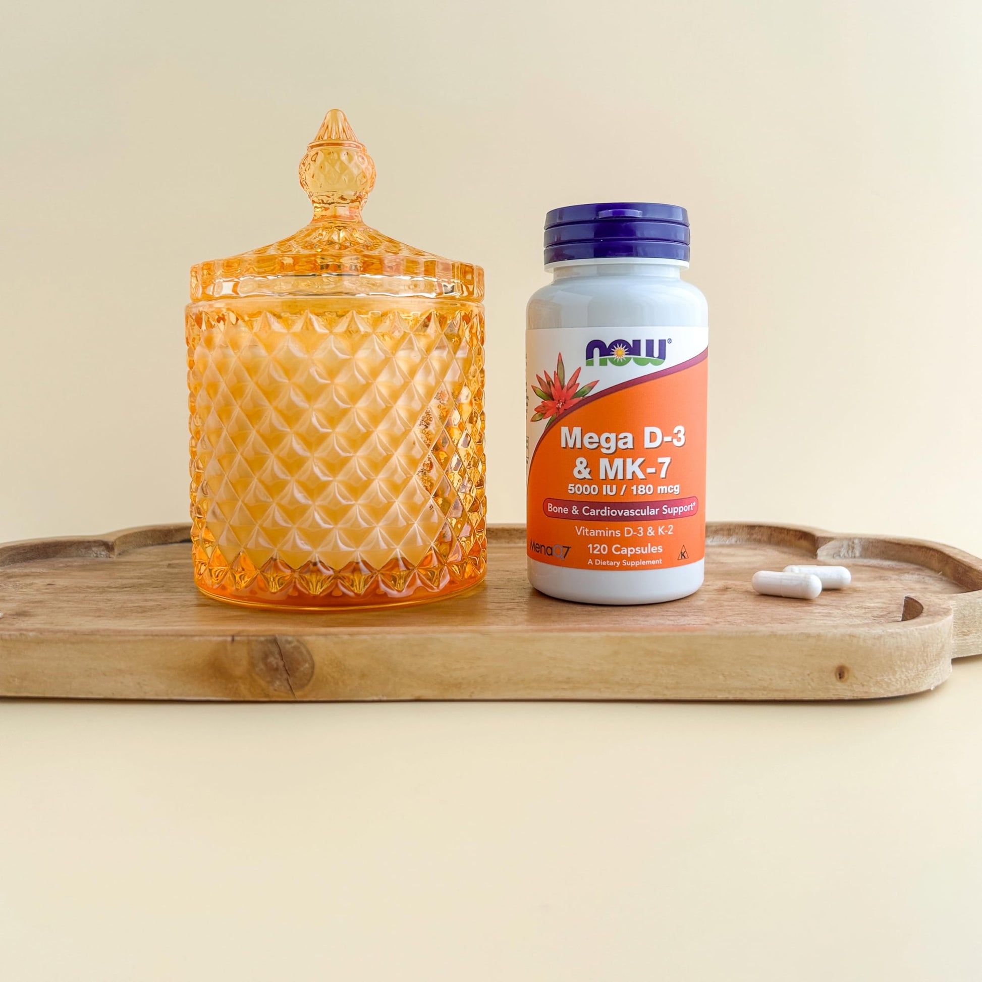 NOW Supplements, Mega D-3 & MK-7, 5000 IU / 180 mcg, Bone & Cardiovascular Support*, Vitamins K-3 & K-2, 120 Capsules - Medaid International