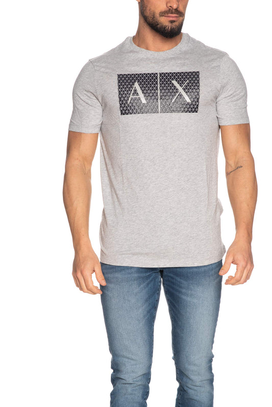 Armani Exchange Men's Crew Neck Logo Tee T Shirt Grid Logo, Heather Grey, X-Large - Medaid International