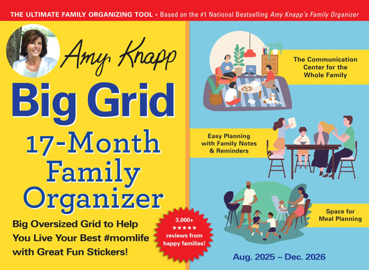 2026 Amy Knapp's Big Grid Family Organizer Wall Calendar: 17-Month Giant Fridge Calendar for Mom with 175+ Stickers (Hanging Family Plan Calendar, ... 2026) (Amy Knapp's Plan Your Life Calendars) - Medaid International
