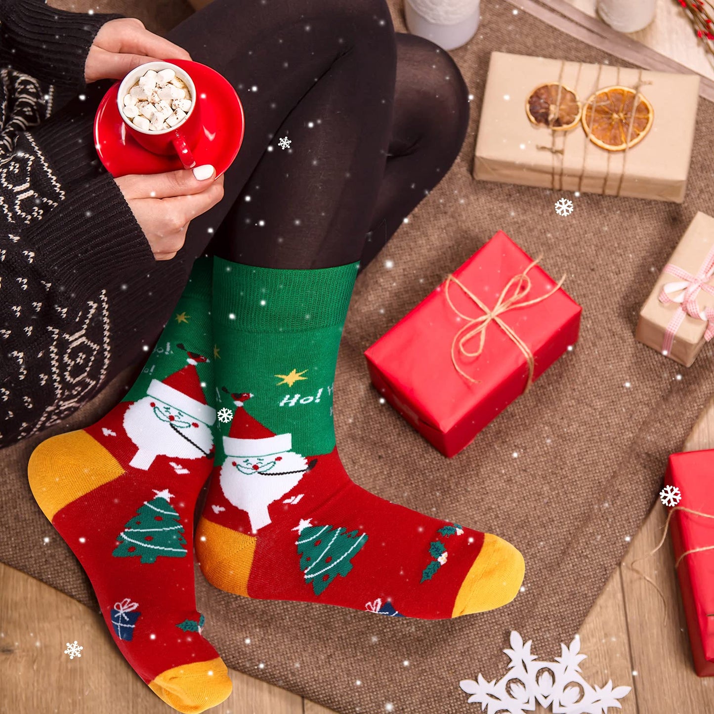 Vicenpal 6 Pairs Christmas Socks for Men and Women Colorful Fun Festive Novelty Stockings Xmas Cute Socks with Santa Snowflake Gingerbread Candy Canes Design - Medaid International