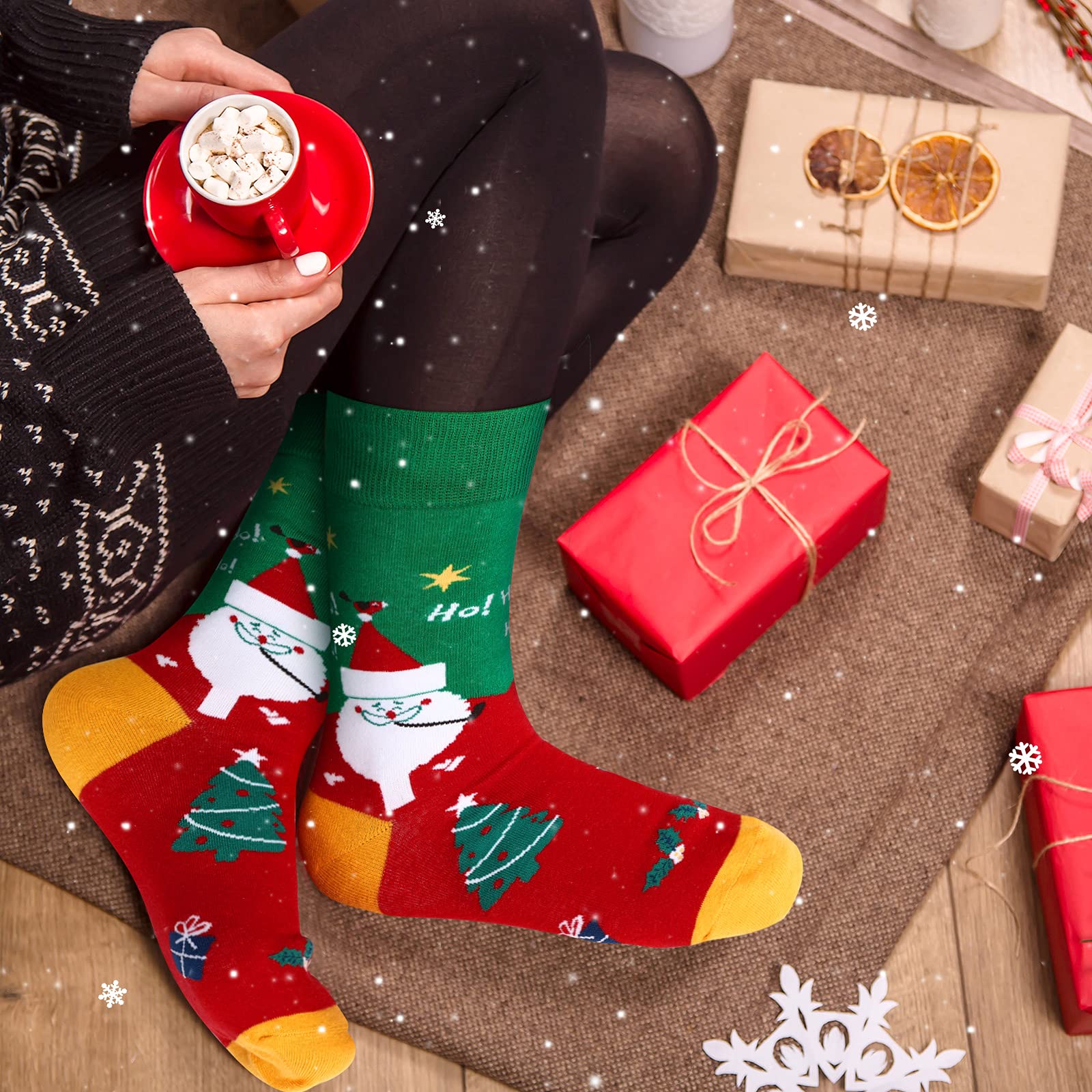 Vicenpal 6 Pairs Christmas Socks for Men and Women Colorful Fun Festive Novelty Stockings Xmas Cute Socks with Santa Snowflake Gingerbread Candy Canes Design - Medaid International