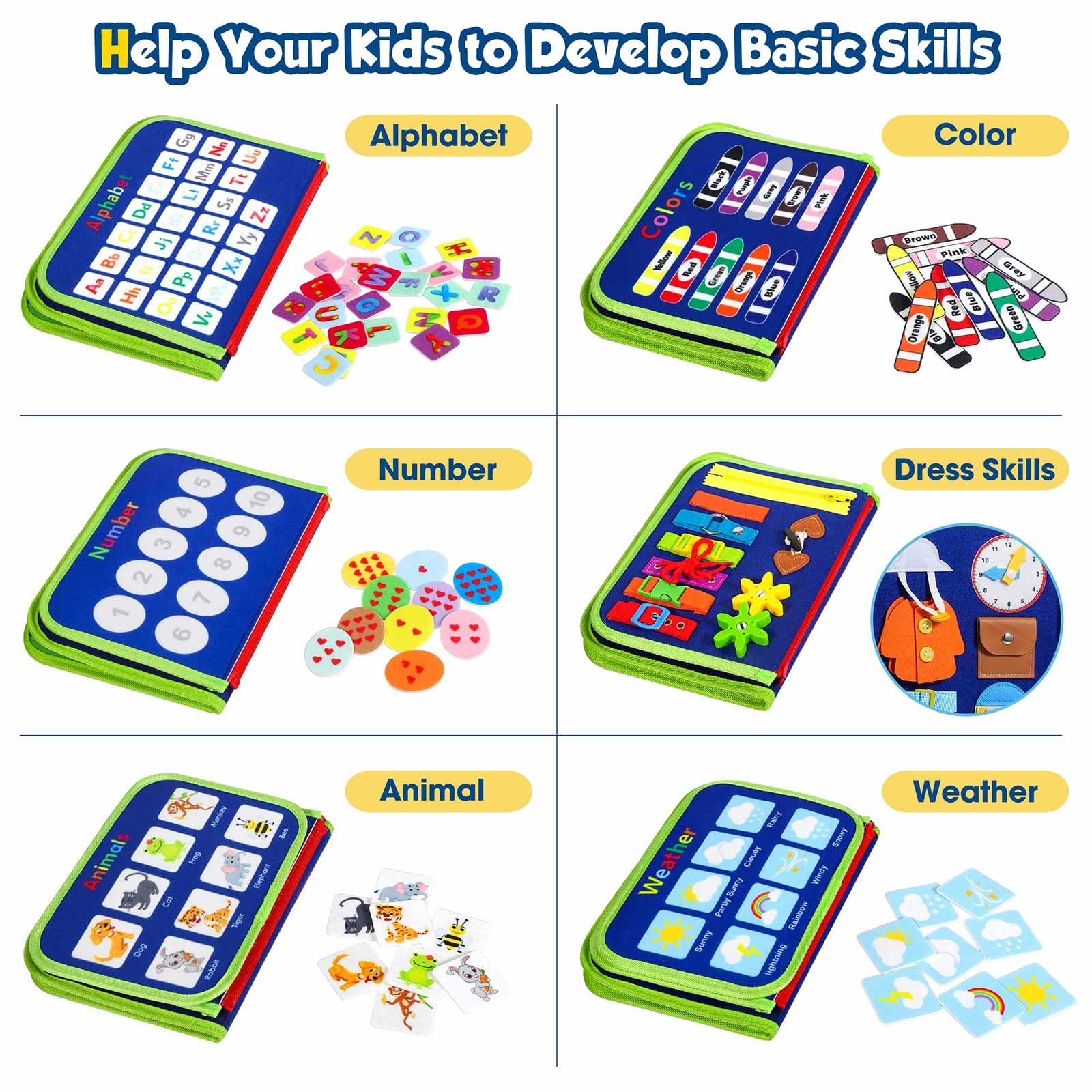 Winblo Toddler Busy Board - Montessori Toys for Toddler Boy Birthday Gift, Educational Learning Sensory Busy Book for Toddler Boys, Toddlers Activities Travel Toys for Airplane Car - Medaid International