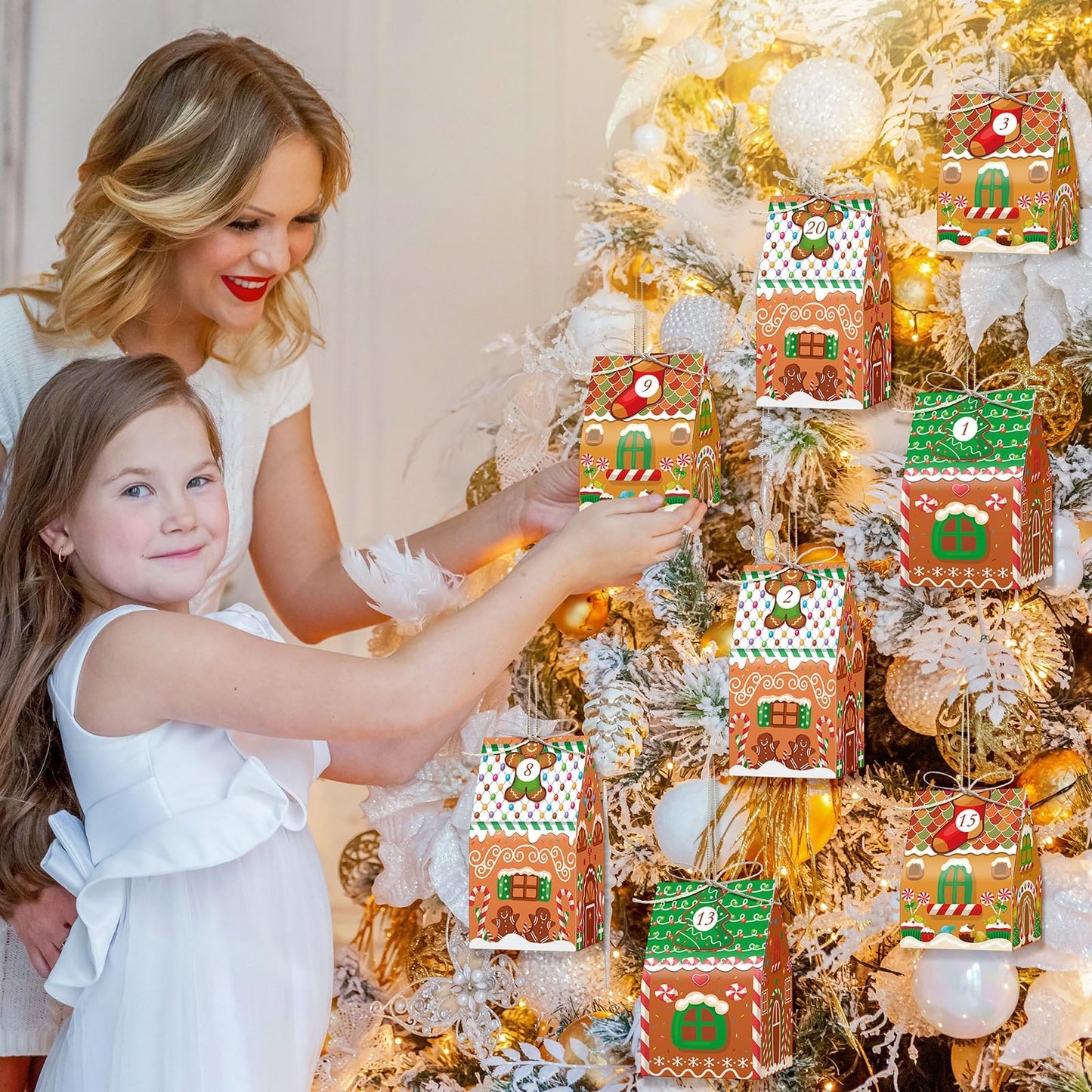 Woanger 24 Empty Advent Calendar Boxes to Fill, Christmas DIY Advent Calendar 24 Days Countdown Gift Xmas Gingerbread House Candies Treats Boxes for 2025 Xmas Holiday Decor(Classic Style) - Medaid International