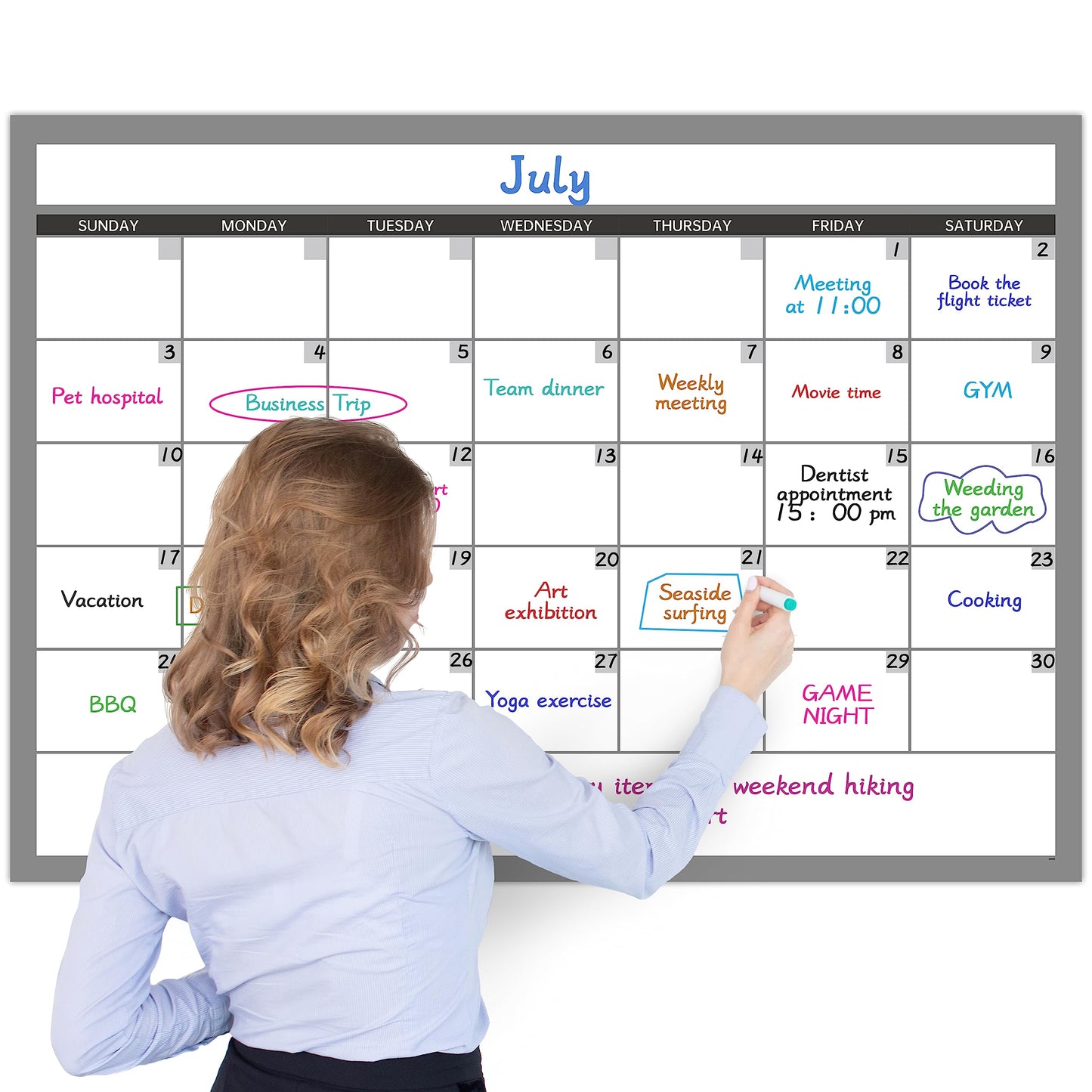 Large Dry Erase Calendar for Wall, Undated 1 Month Wall Calendar, 40" x 28" Erasable & Reusable Laminated Calendar, 10 Round Stickers, Great Layout Wall Calendar Monthly for Home Office School - Medaid International