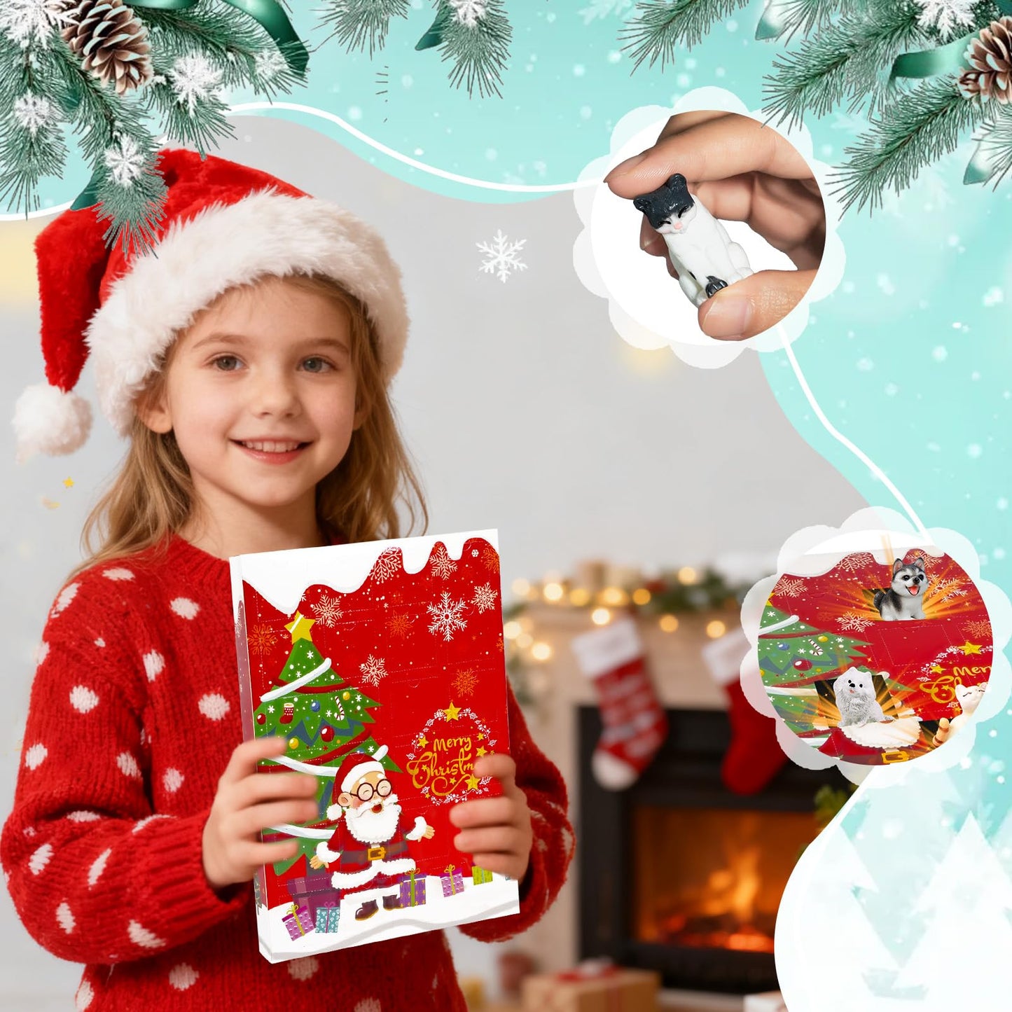 Bbiamsleep Christmas Advent Calendar 2025 Mini Cat Dog Figurines 24 Days Dog Cat Figurines Countdown Christmas Animal Advent Calendar for Xmas Party Gifts Home Decorations - Medaid International