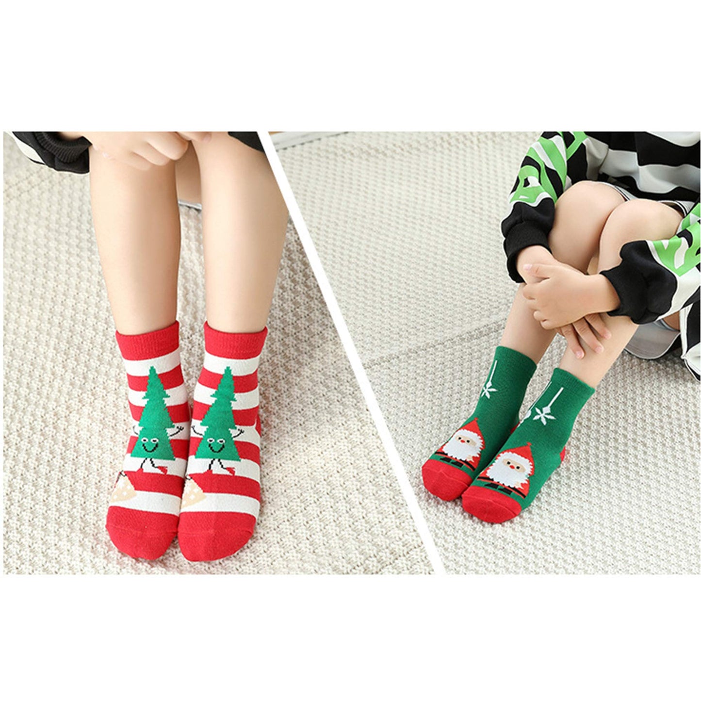 5 Pack Kids Christmas Socks Boys Girls Toddler Baby Adult Family Cotton Xmas Socks 6-8 Years - Medaid International