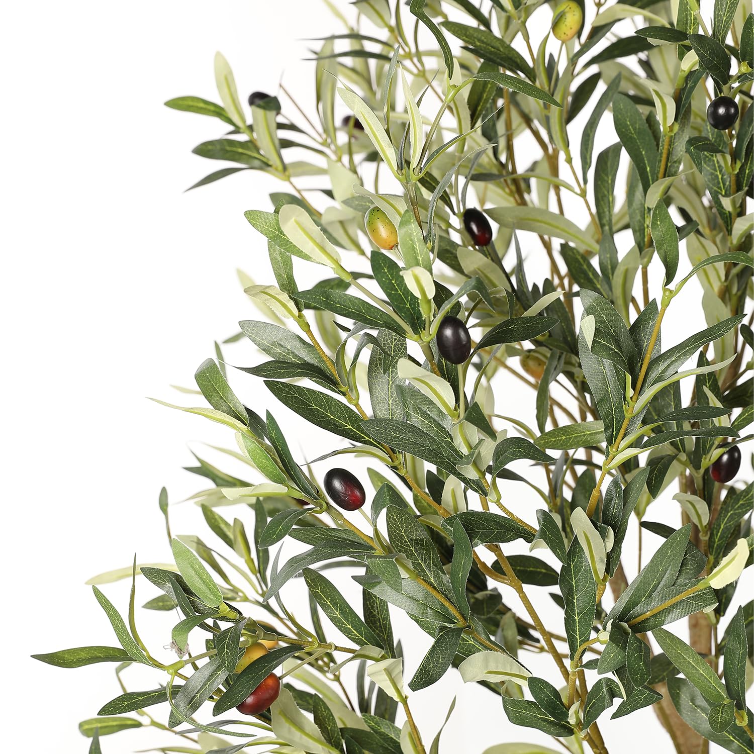 PHYTREE 5.5FT Olive Tree Artificial Indoor - Faux Olive Tree with White Tall Planter, Large Fake Potted Olive Plants with Natural Wood Trunk, Artificial Trees for Home Office Decor Indoor - Medaid International