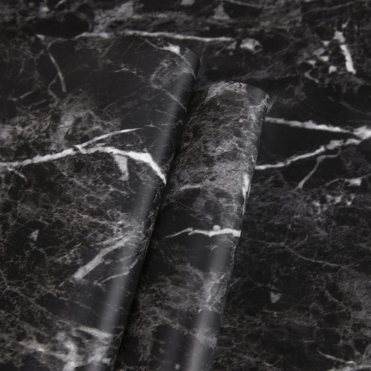 Abyssaly Black Marble Contact Paper Granite Peel and Stick Wallpaper for Countertop Self-Adhesive Waterproof Thicken Wallpaper Kitchen Bathroom and Furniture 11.8" X 78.7" - Medaid International