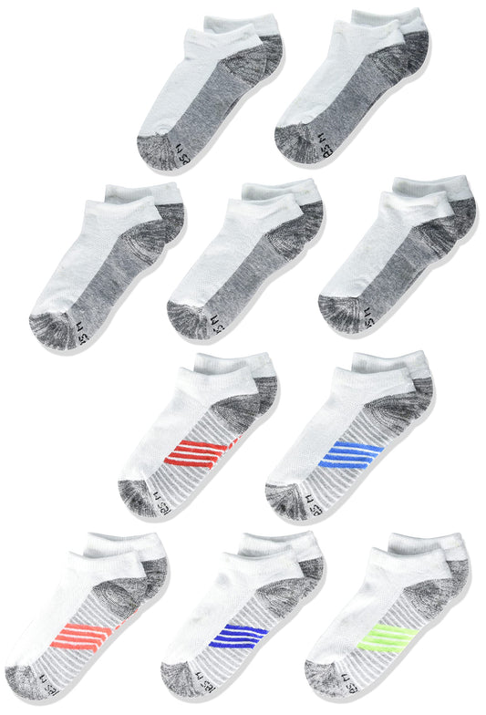 Hanes Ultimate boys No Show, 10-pack fashion liner socks, White, Medium US - Medaid International
