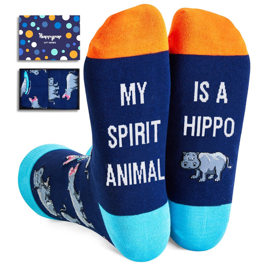 HAPPYPOP Hippo Gifts for Women Men - Hippo Socks Animal Gifts for Teens - Medaid International