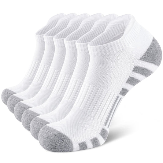 Airacker Athletic Running Ankle Cotton Socks, Low Cut Cushioned Performance Anti-Blister Tab Sports Socks for Men Women 6 Pairs - Medaid International