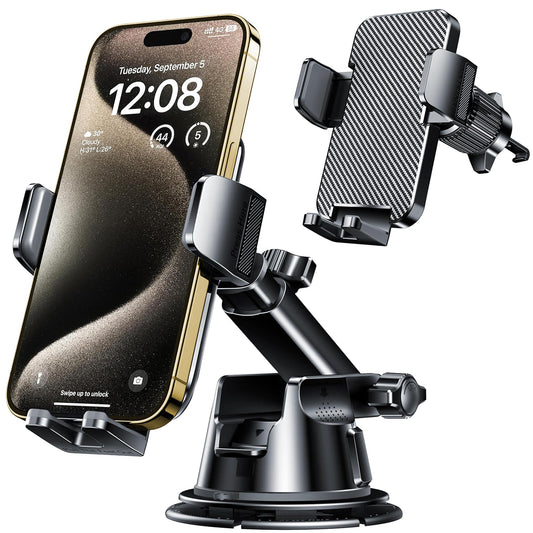 Qifutan Dash Mounted Holders Phone Holders for Your Car Phone Mount for Car Windshield Dashboard Air Vent Universal Desk Mounts Hands Free Automobile Cell Phone Holder Fit for iPhone Smartphone - Medaid International