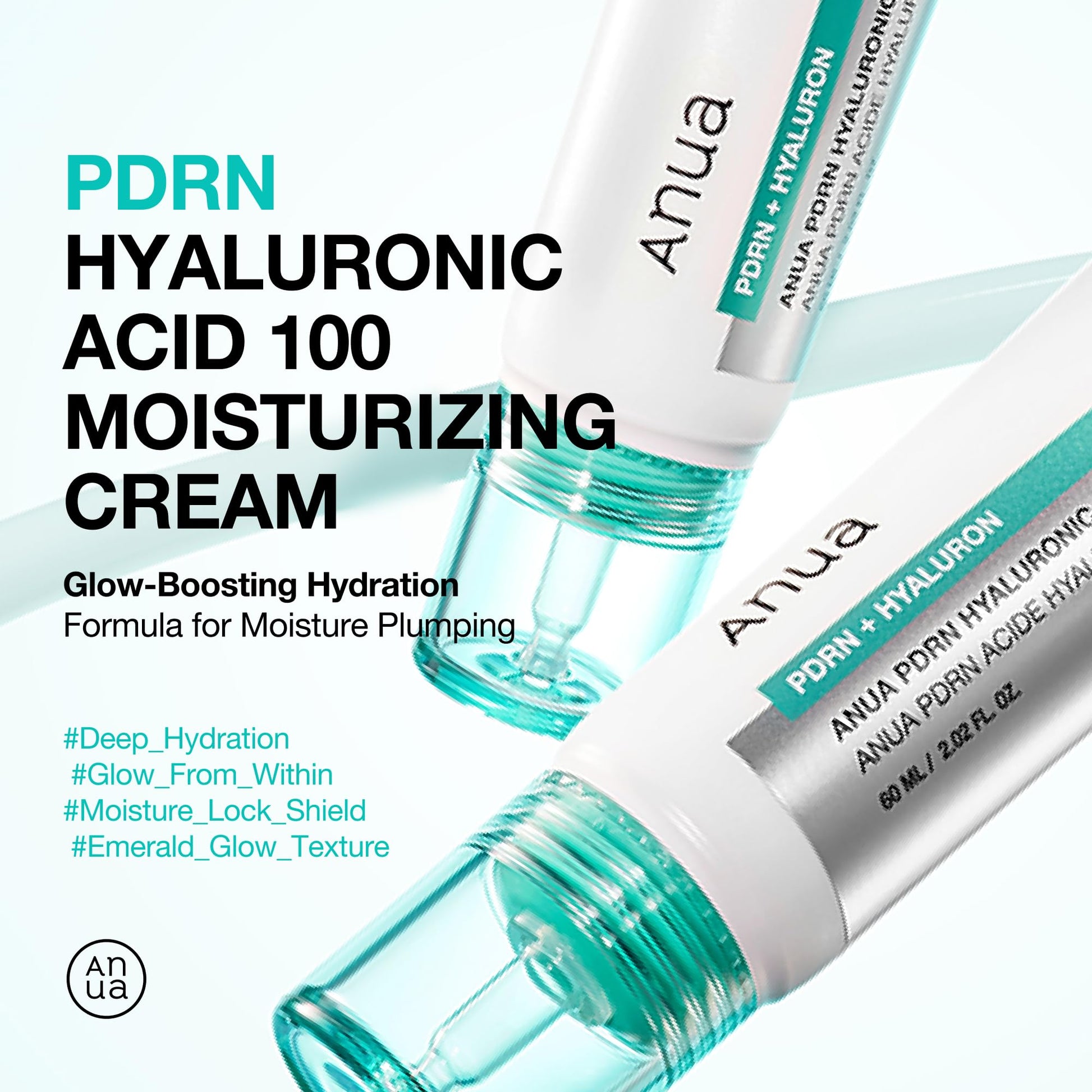 ANUA PDRN Hyaluronic Acid 100 Moisturizing Cream, Lightweight Hydrating Moisturizer with Salmon DNA, Hyaluronic Acid, Collagen For Glass Skin, Korean Skin Care (60ml / 2.02 fl. oz) - Medaid International