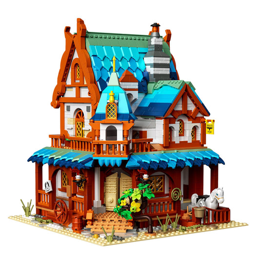 Yunsphere Classic Medieval Waystation Lighting Building-Bricks Set, Mini Post Station Building Model Set,LED DIY Christmas Holiday House,Gift for Boys,Girls and Adults (1767 Pcs) - Medaid International