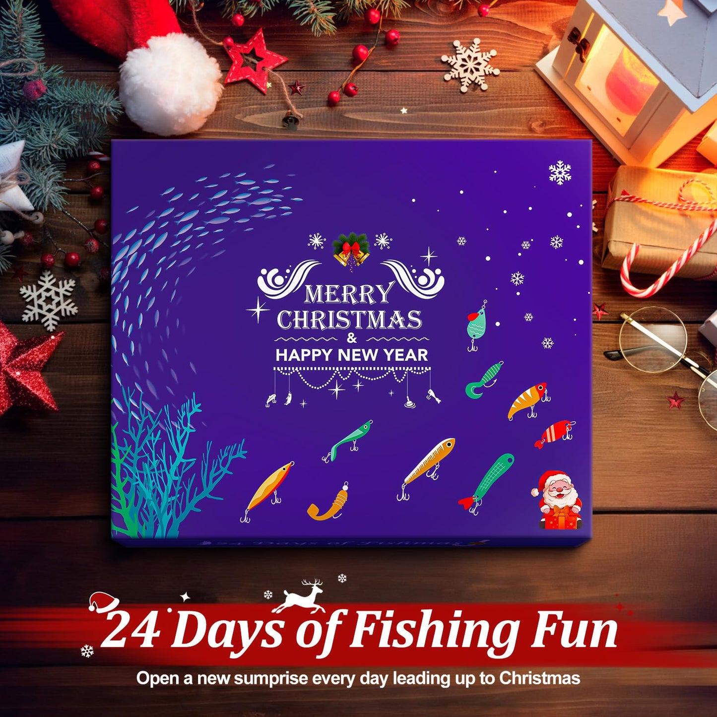 Fishing Advent Calendar 2025 - Christmas Countdown 24 Days Fishing Lures Gifts Set for Adult Men Teen Boys, Xmas Holiday Surprise Gift Advent Calendar - Medaid International