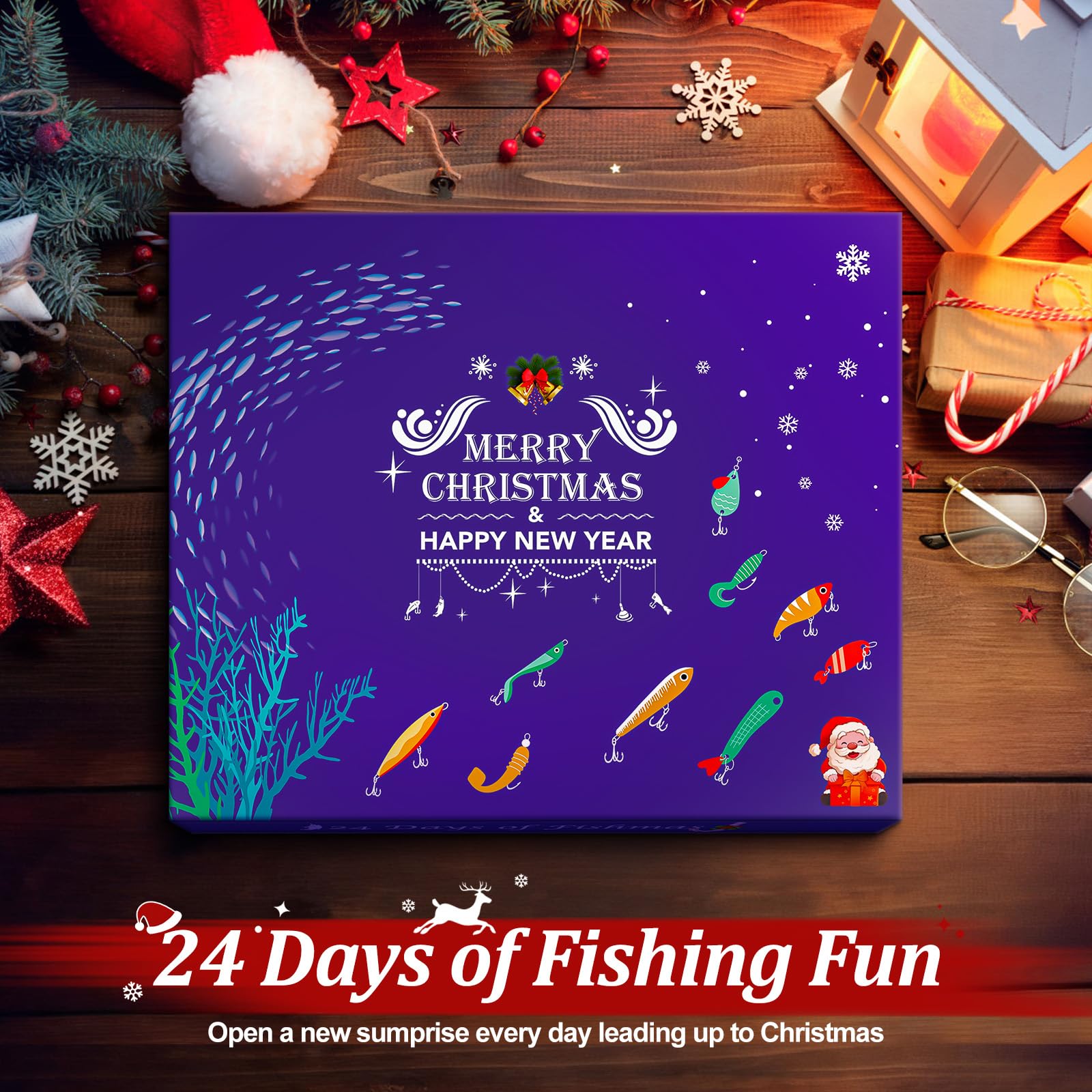 Fishing Advent Calendar 2025 - Christmas Countdown 24 Days Fishing Lures Gifts Set for Adult Men Teen Boys, Xmas Holiday Surprise Gift Advent Calendar - Medaid International