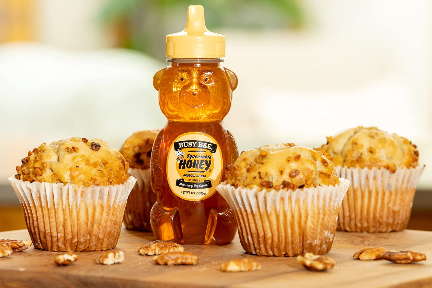 Busy Bee Honey, Grade A, Filtered, Pack of 3 Honey Bears (12 OZ each) - Medaid International