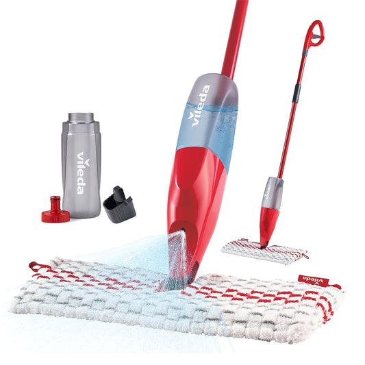 Vileda Promist Max Spray Mop - 360 Degree Swivel, Red, Cotton Head, Multiple Surfaces - Medaid International