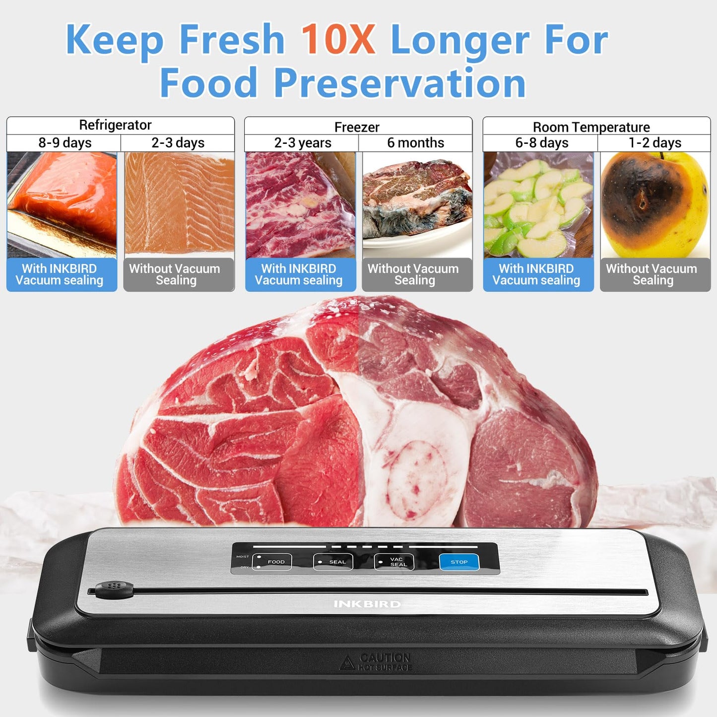 Inkbird Vacuum Sealer Machine with Starter Kit, Automatic PowerVac Air Sealing Machine for Food Preservation, Dry & Moist Sealing Modes,Built-in Cutter,Easy Cleaning Storage - Medaid International