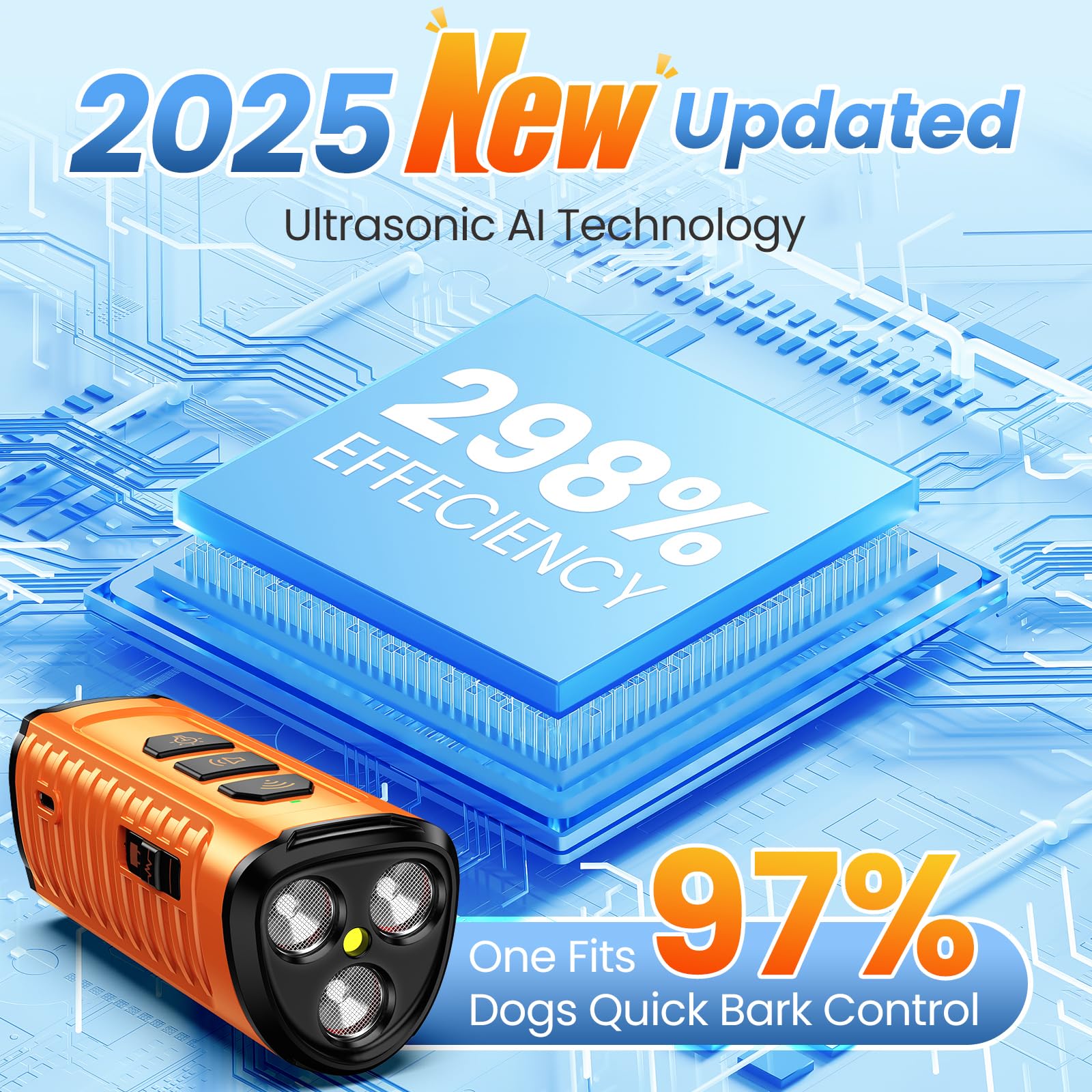 Cbersmg Dog Bark Deterrent Device 3X Anti Barking Device for Dogs, 5 Modes Stop Neighbors Dog Barks No More Safe for All Dogs 50FT Bark Control Indoor Outdoor with Flashlight,Dog Training Device - Medaid International