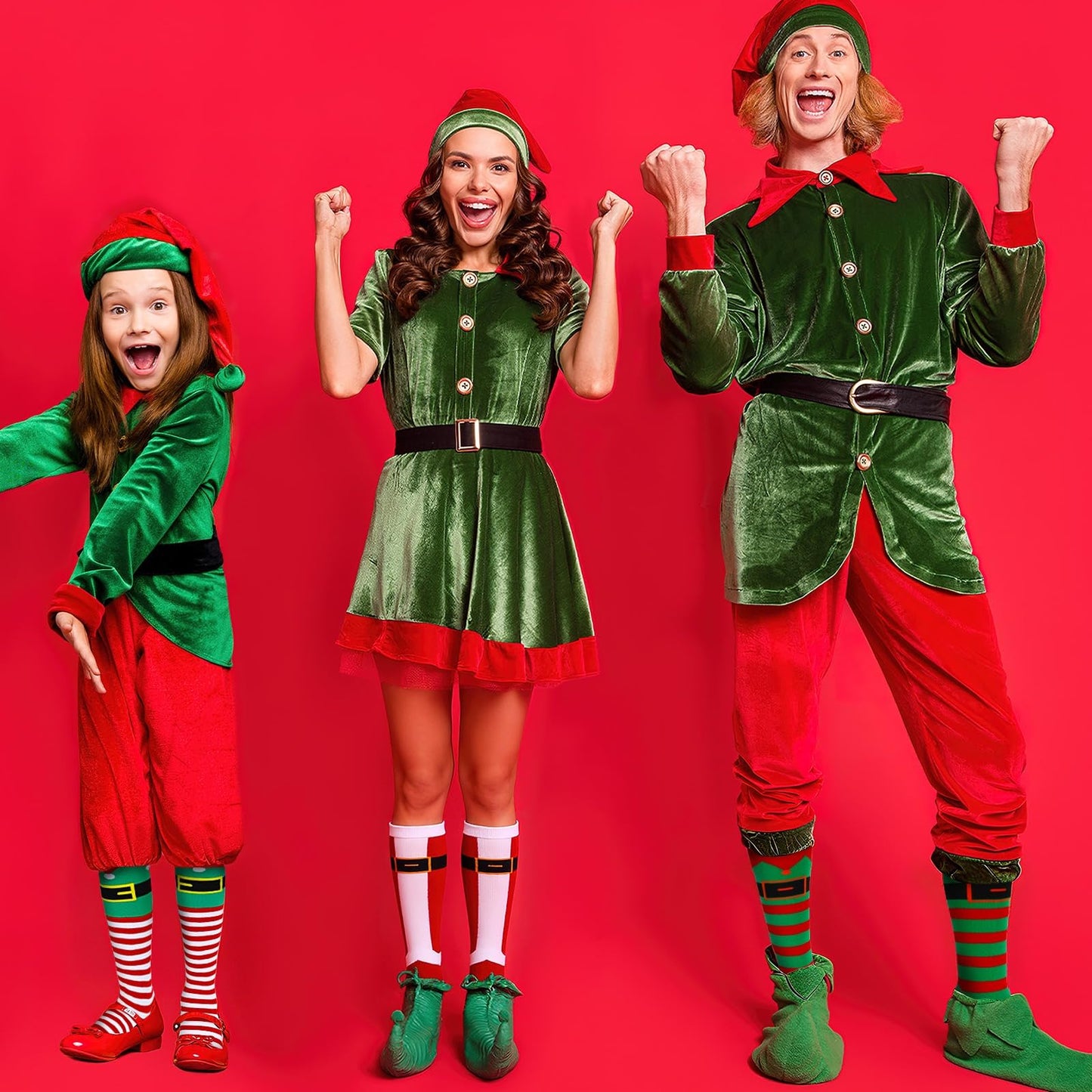 BOARDFEB 4 Pairs Christmas Knee High Socks Santa Elf Knee Socks Funny Holiday Knee High Sock Long Novelty Xmas Stocking For Women and Men Christmas Gifts - Medaid International