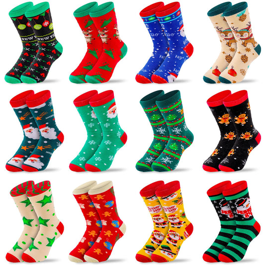 MGparty 12 Pairs Christmas Socks for Women, Holiday Crew Socks, Funny Novelty Xmas Gift Socks for Christmas - Medaid International
