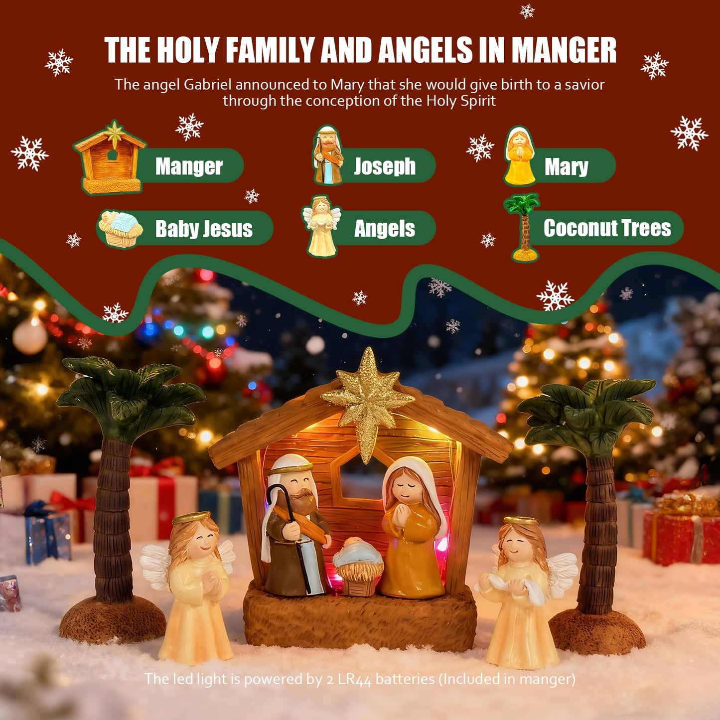 ResWRLD Nativity Set Advent Calendar 2025, for Kids Christmas Countdown Calendars with 25 Surprises Tabletop Scene Figurine Décor with Lighted Xmas Gift for Boys and Girls - Medaid International