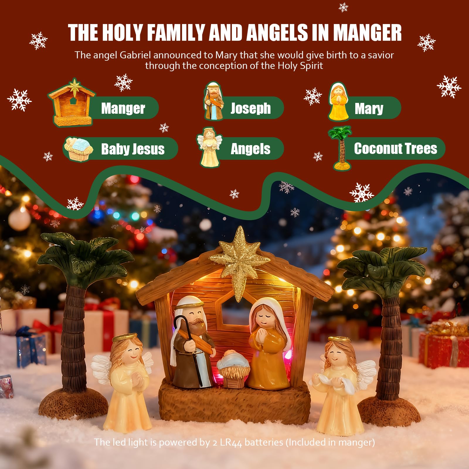 ResWRLD Nativity Set Advent Calendar 2025, for Kids Christmas Countdown Calendars with 25 Surprises Tabletop Scene Figurine Décor with Lighted Xmas Gift for Boys and Girls - Medaid International