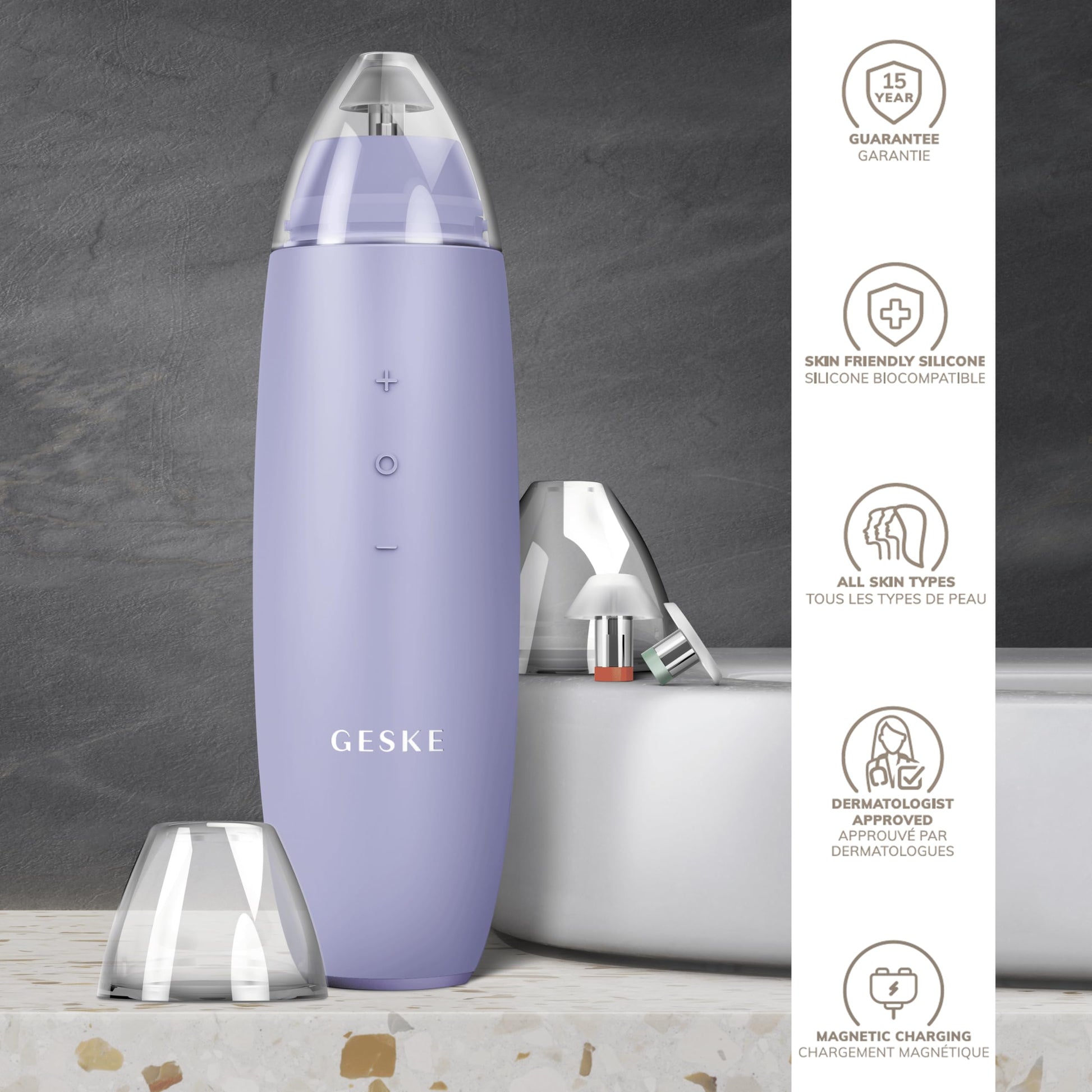 GESKE SmartAppGuided™ MicroDermabrasion Blackhead Remover | 7 in 1 | Blackhead Remover | Electric Pore Cleaner | Innovative Vacuum Cup | Beauty Tool | Skin Cleansing Device | Skincare Device - Medaid International