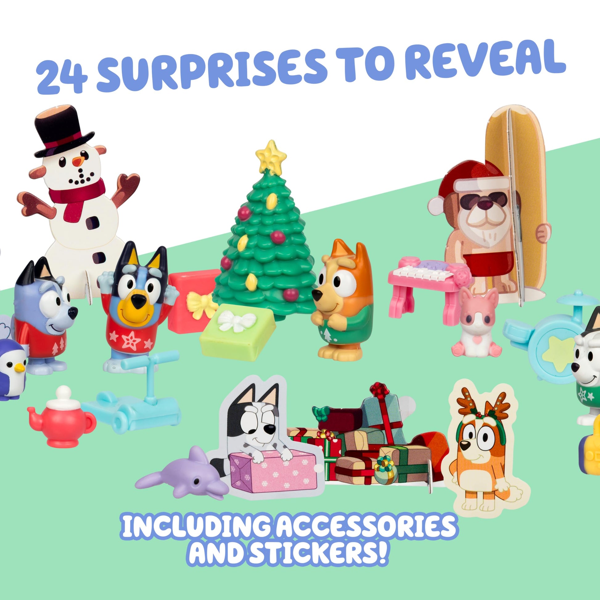 Bluey Mini Figures Christmas Advent Calendar, 24-Day Christmas Calendar Countdown with Festive Bingo, Muffin, and Socks, Advent Calendars for Ages 3+ - Medaid International